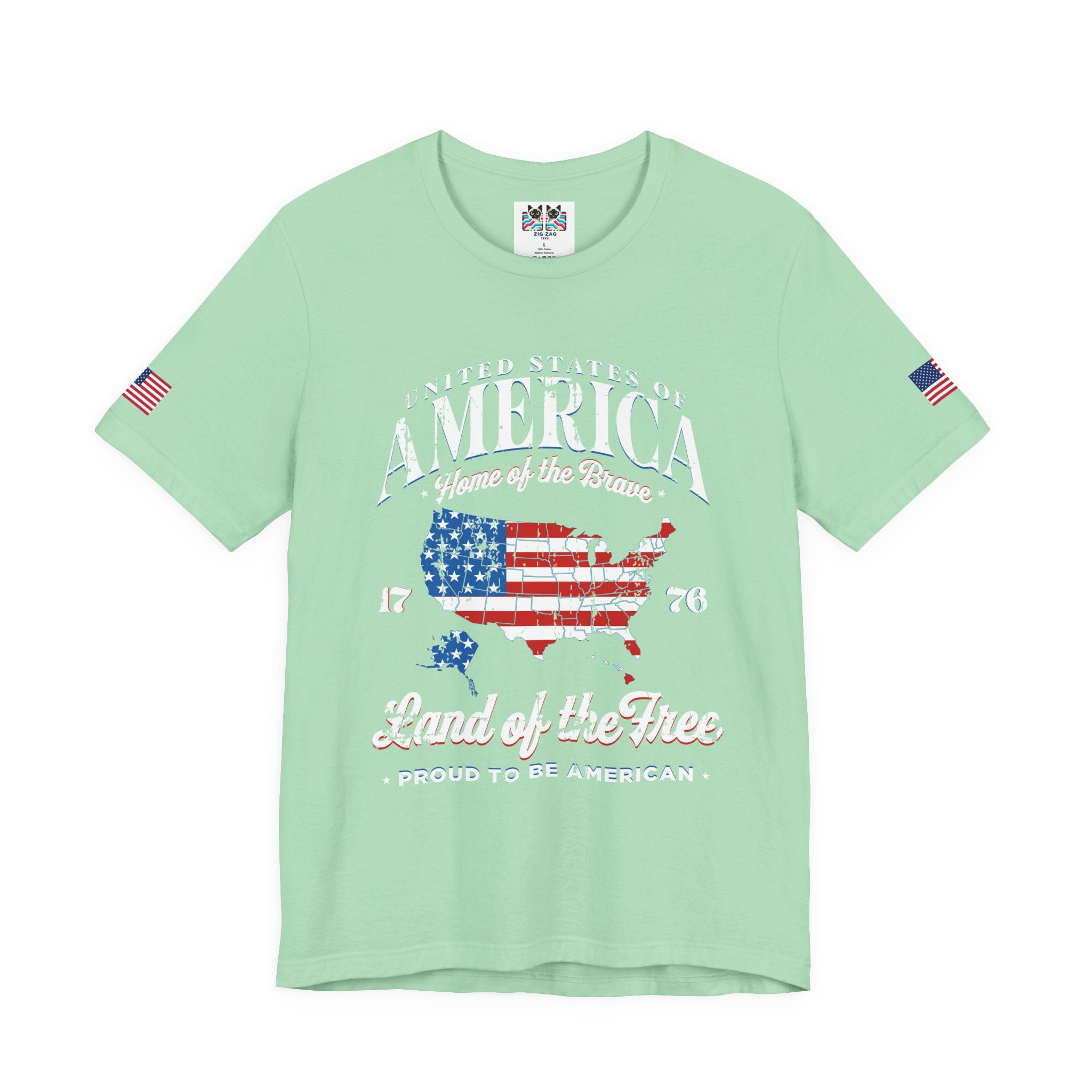 America Home of the Brave T-Shirt – USA Map 1776 Vintage Patriotic Graphic Tee