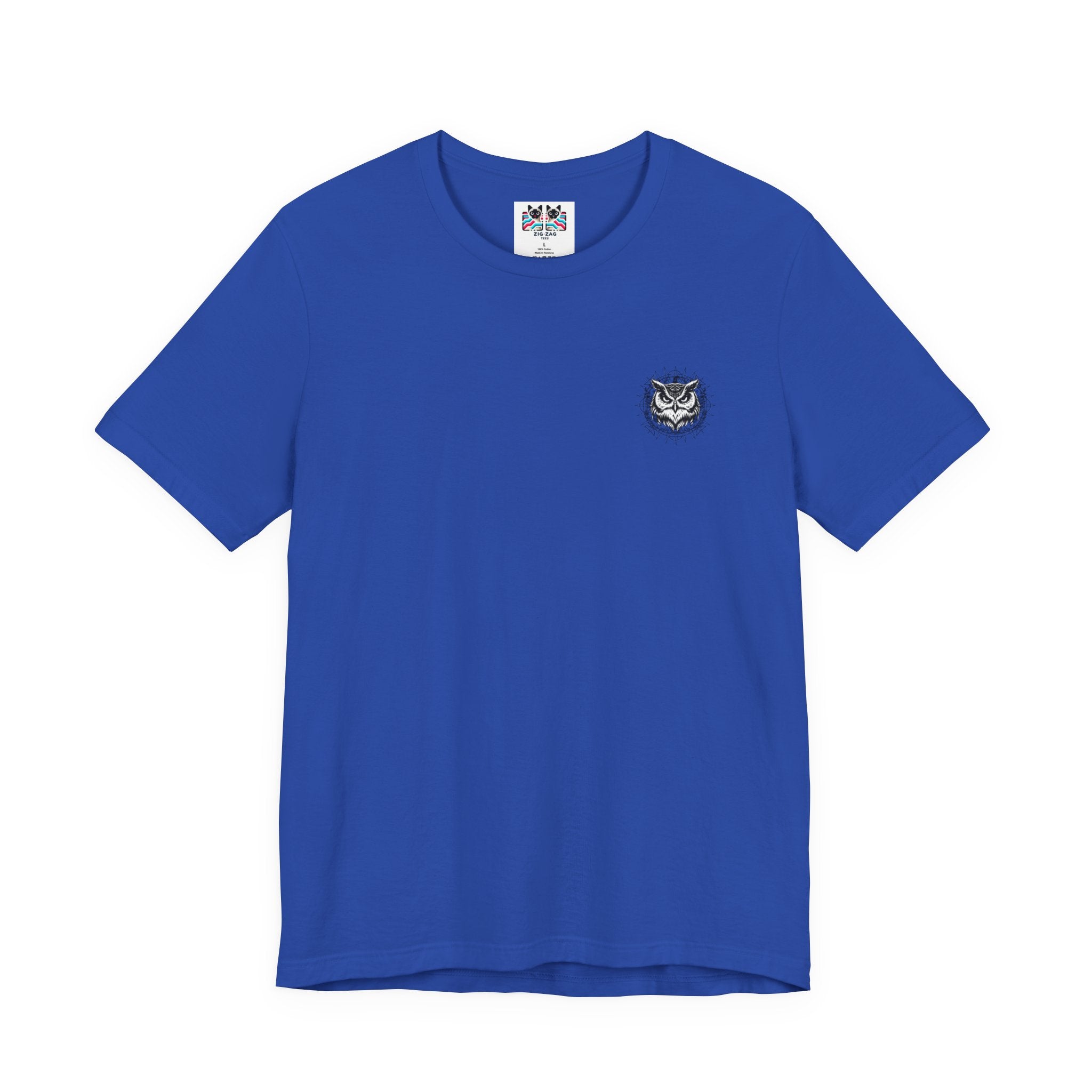 Spirit of Wisdom Owl T-Shirt – Wise Owl with Witch Hat and Medal [Black Text]