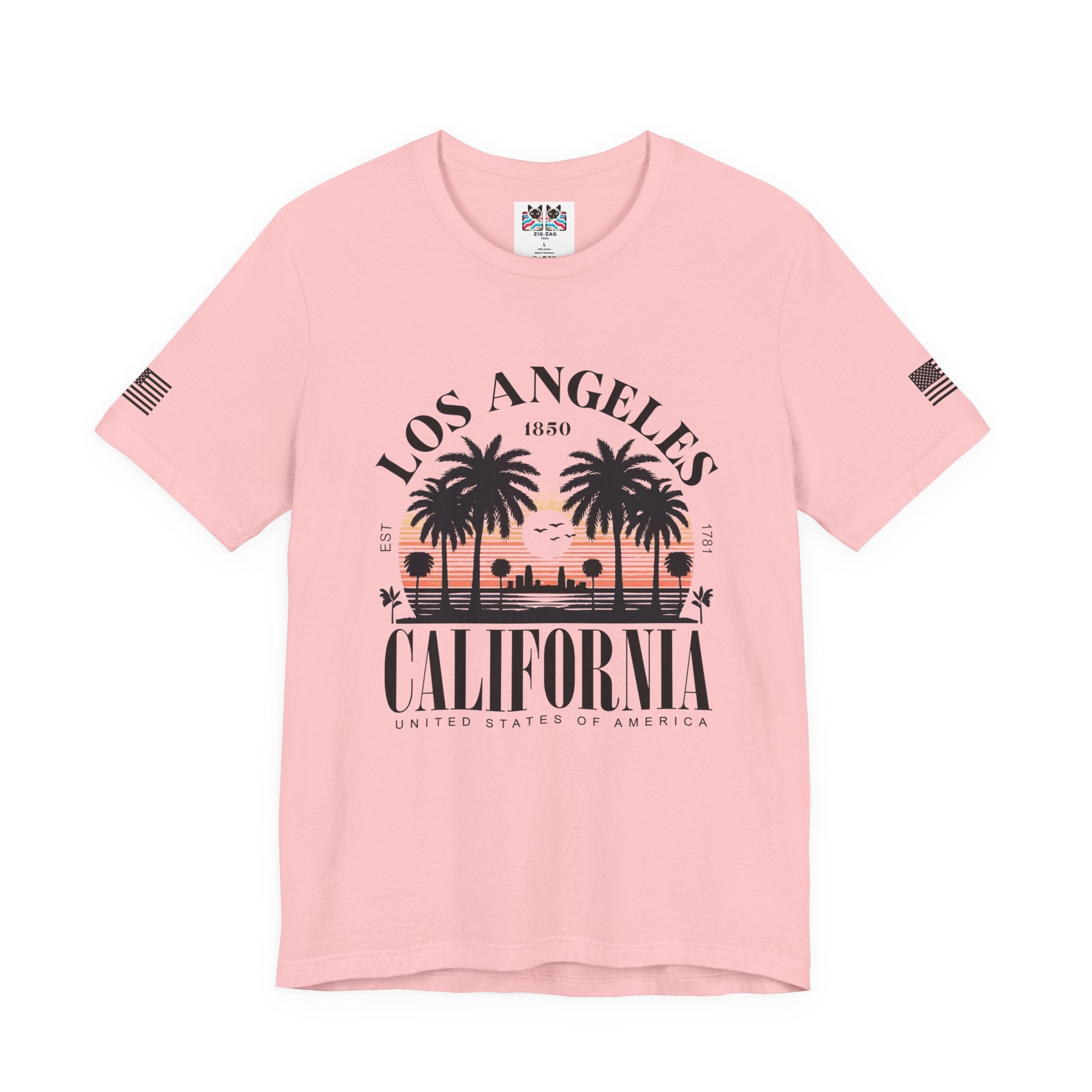 Los Angeles California Santa Monica Pier T-Shirt – Sunset Palm Tree Beach Graphic Tee