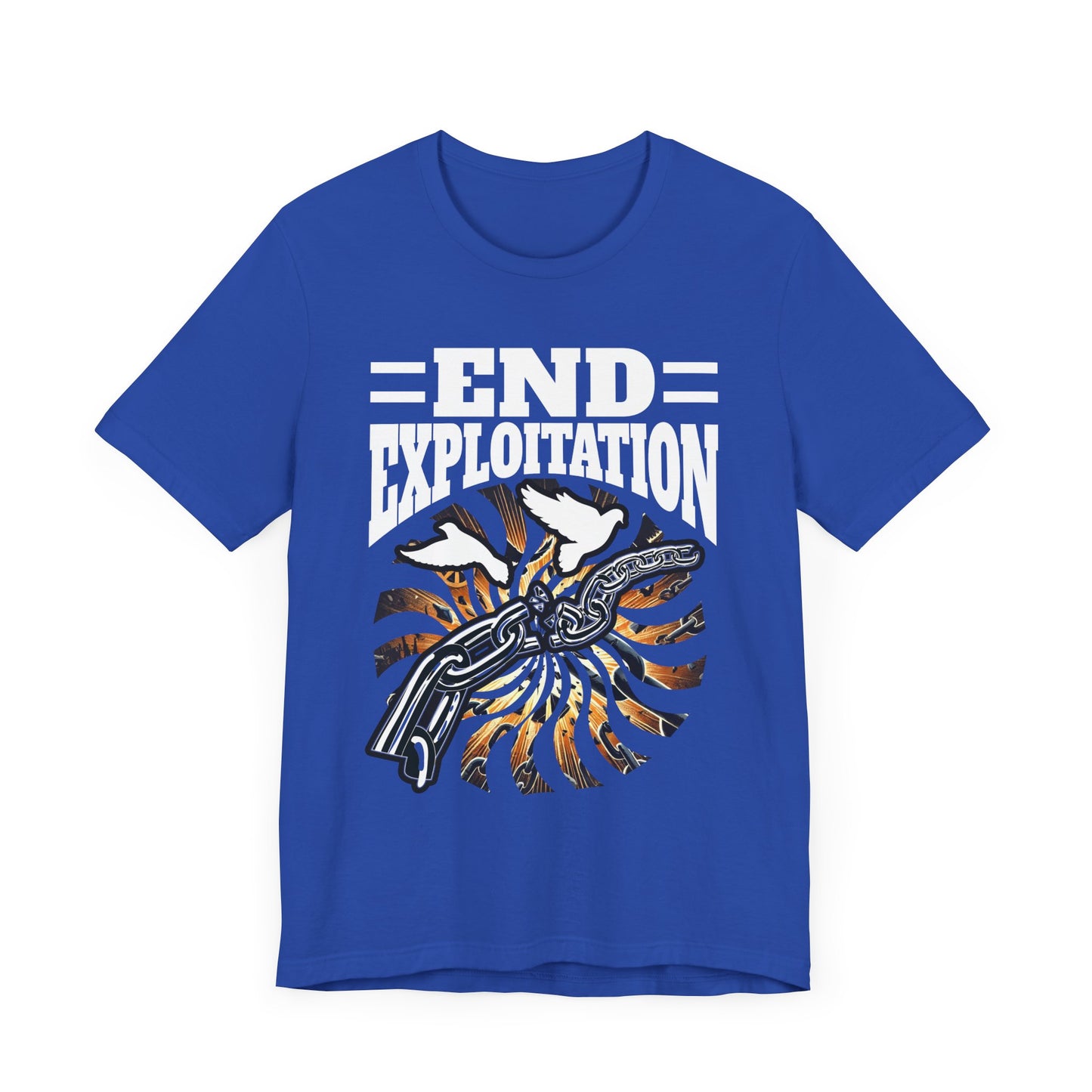 End Exploitation | Broken Chain & Flying White Pigeons Graphic T-Shirt