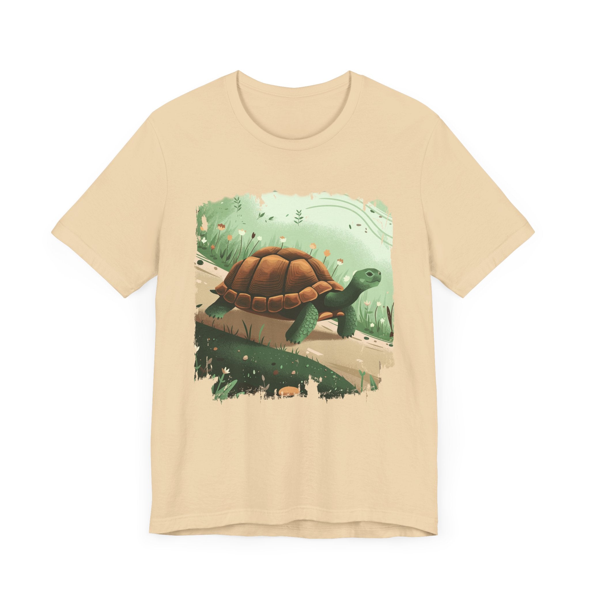Brisk Tortoise Racing to the Finish Line with Breezy Green Pathway Graphic T-Shirt