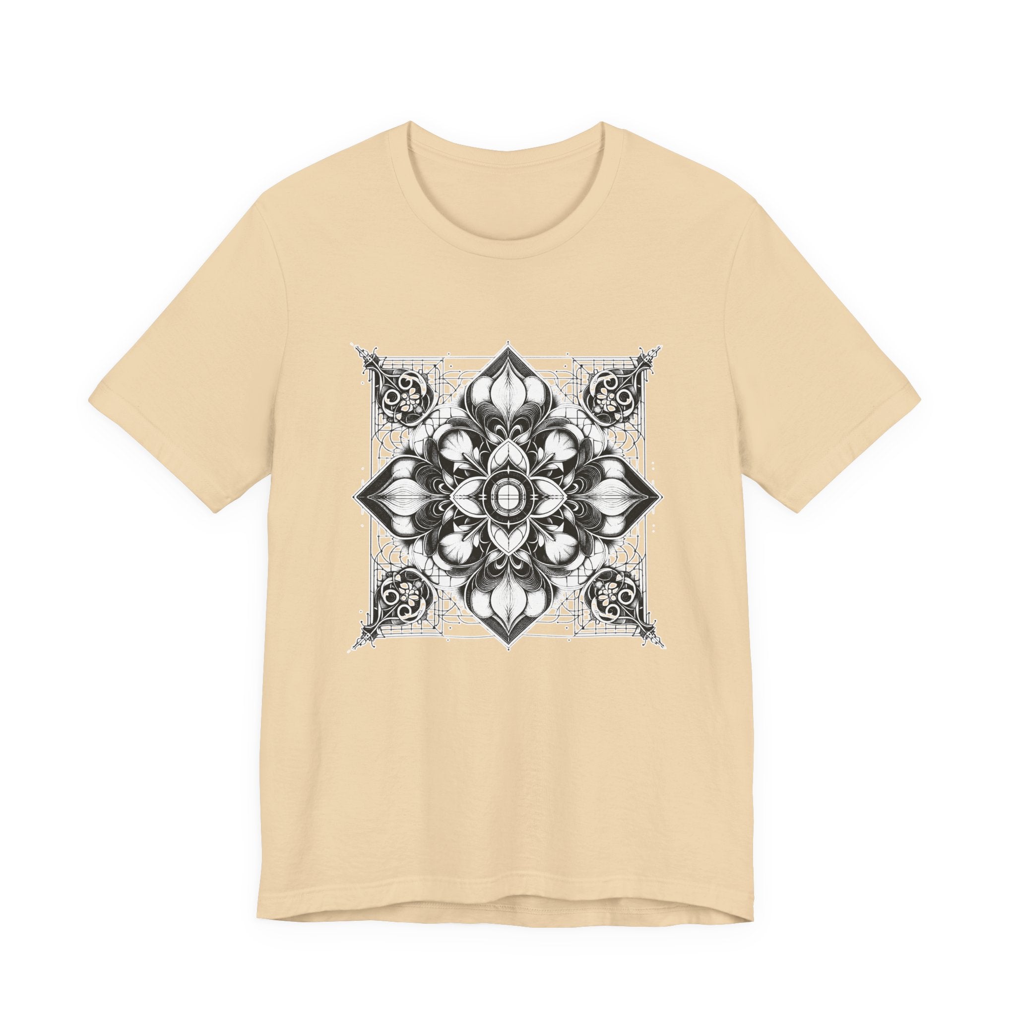 Monochrome Symmetry – Minimalist Geometric Pattern Graphic T-Shirt