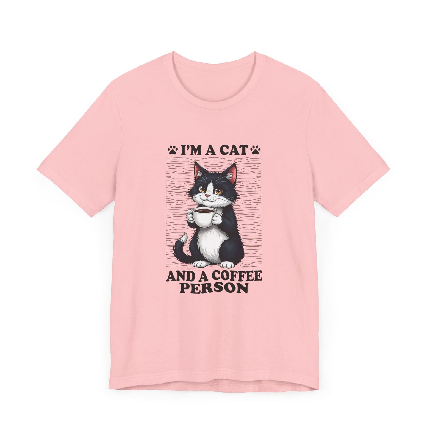 Cat and Coffee Person T-Shirt – Cute Cat Holding Coffee Cup Tee