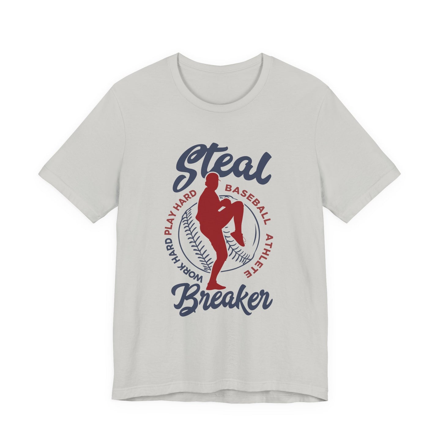 Baseball tshirt - Steal Breaker Tshirt Baseball Player Throwing Ball with Baseball Outline and Text Baseball Athlete