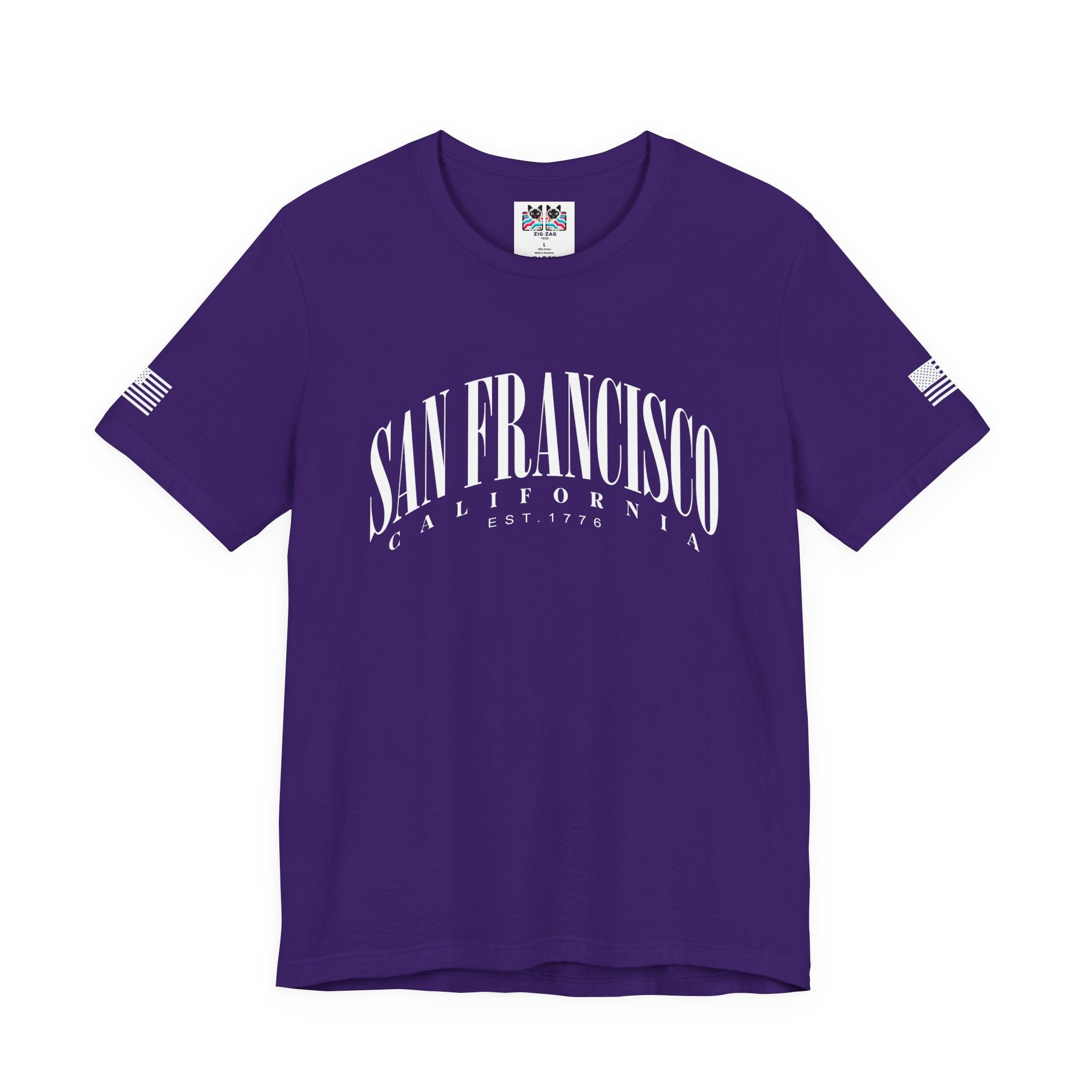 San Francisco California EST 1776 T-Shirt – Arched Varsity Style Typography Tee