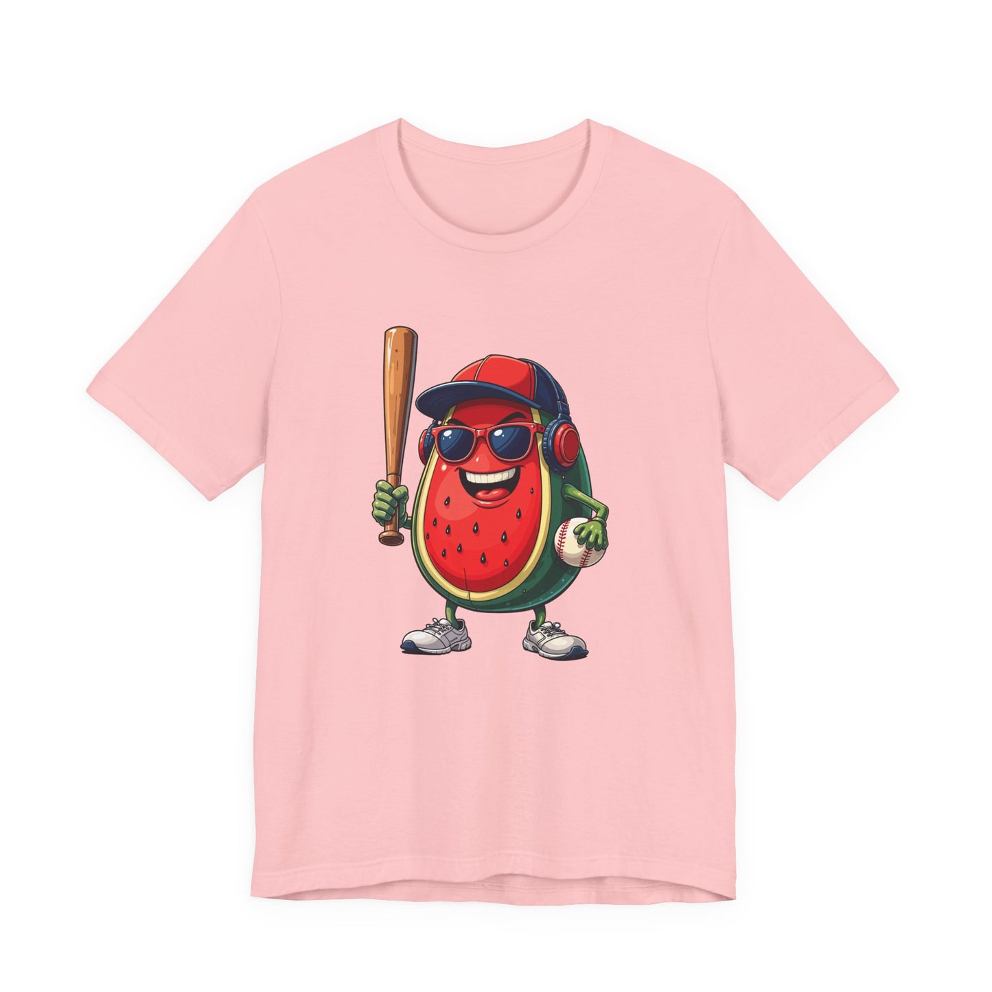 Happy Watermelon Baseball Mascot Tshirt Fun Sports Fruit Character Design