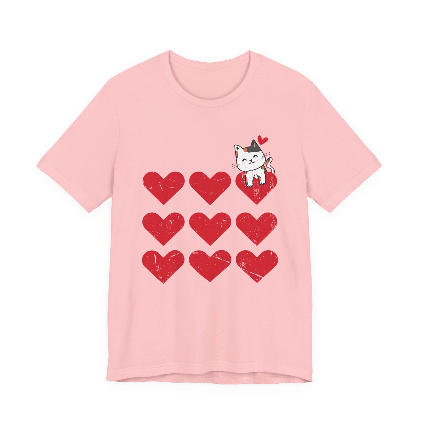 Cute Cat on Hearts T-Shirt – Adorable Kitty with Heart Thought Bubble Graphic Tee