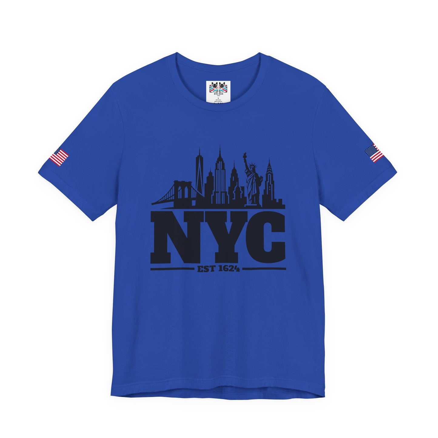 NYC Skyline Silhouette T-Shirt - Black & White New York City Est 1624 Minimalist