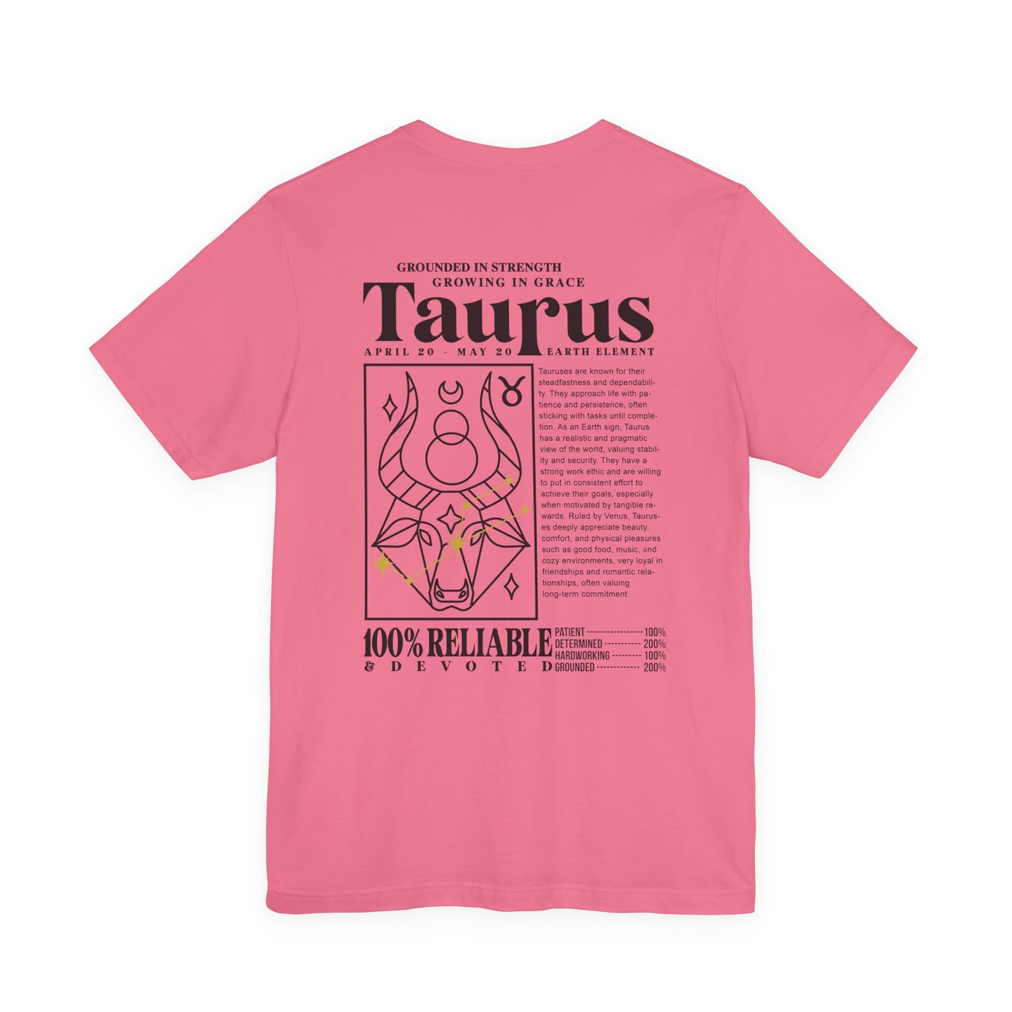 Taurus Grounded Strength T-Shirt – Zodiac Bull with Earth Element and Traits