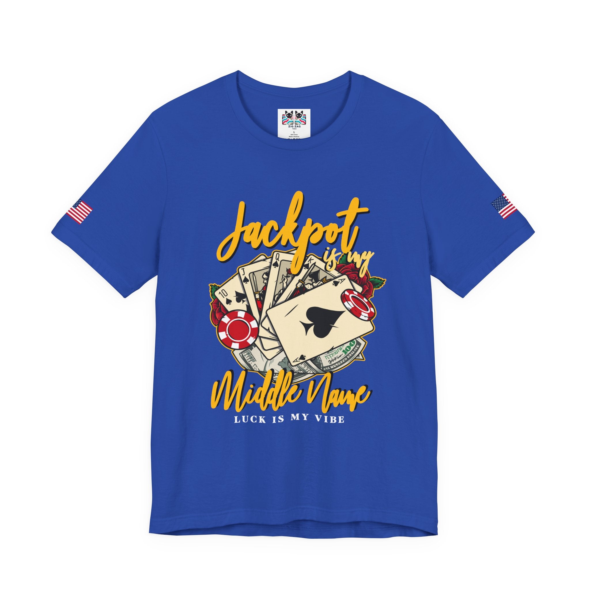 Jackpot Is My Middle Name T-Shirt – Lucky Casino Poker Cards Vegas Tee