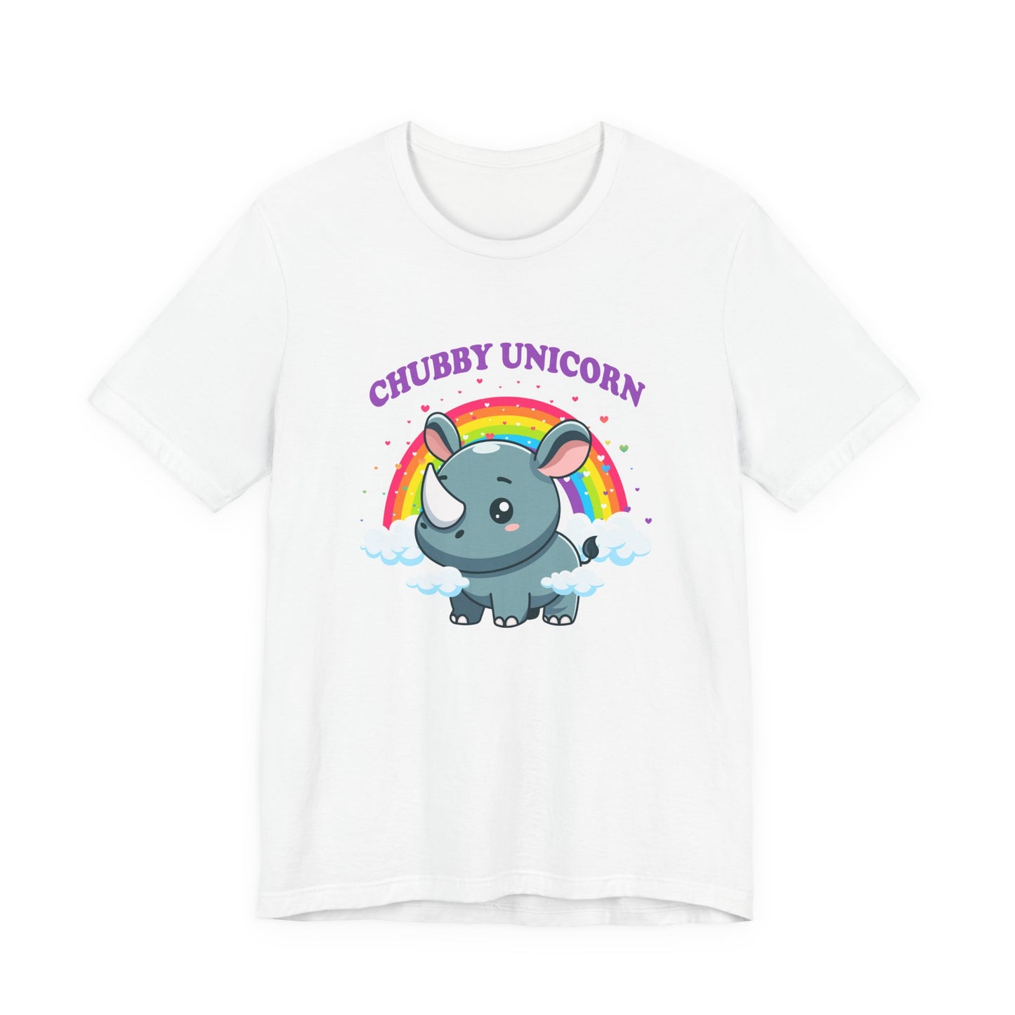 Chubby Unicorn T-Shirt – Cute Cartoon Rhino with Rainbow Graphic Tee