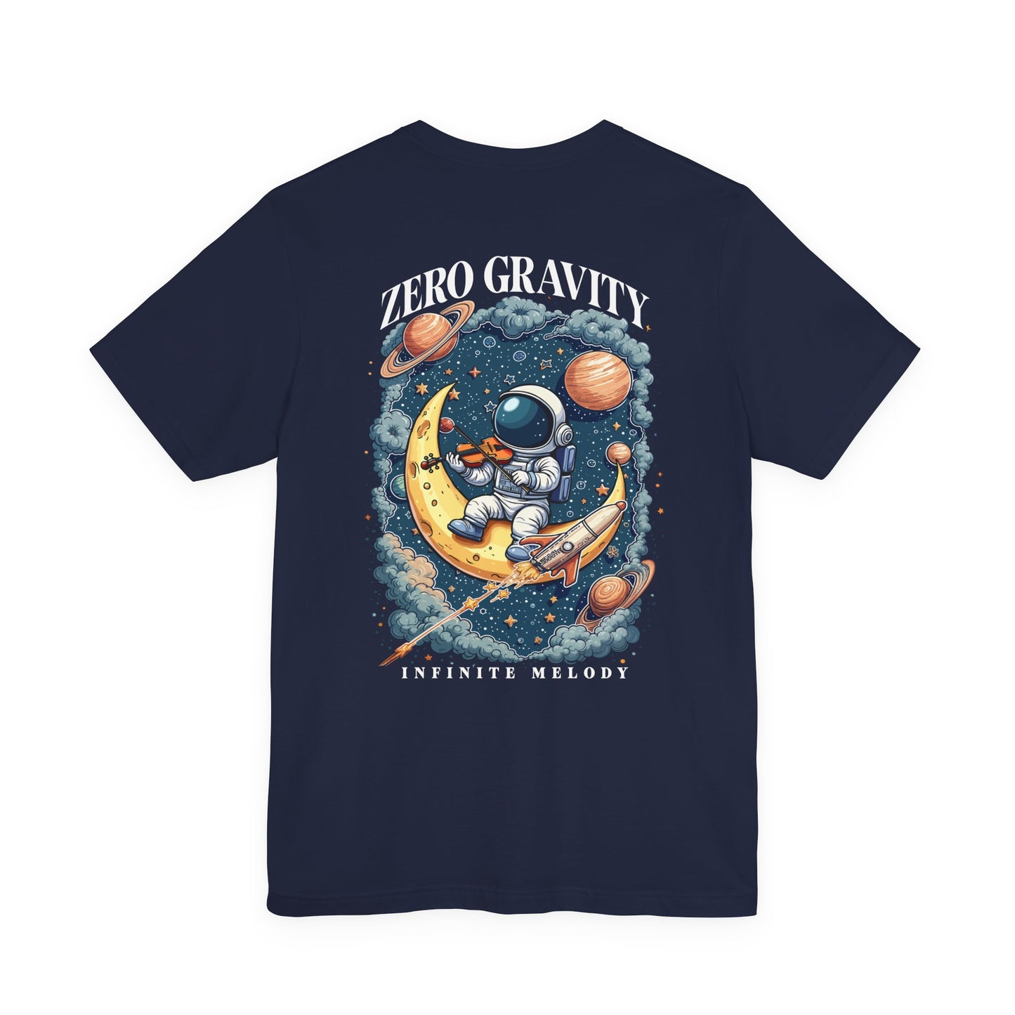 Zero Gravity Infinite Melody T-Shirt – Astronaut Violinist on Crescent Moon