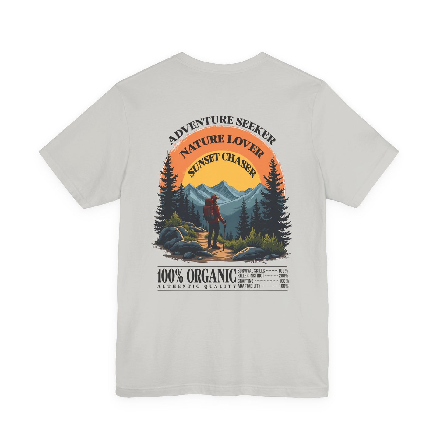 Adventure Seeker Nature Lover T-Shirt – Hiker on Mountain Edge Graphic