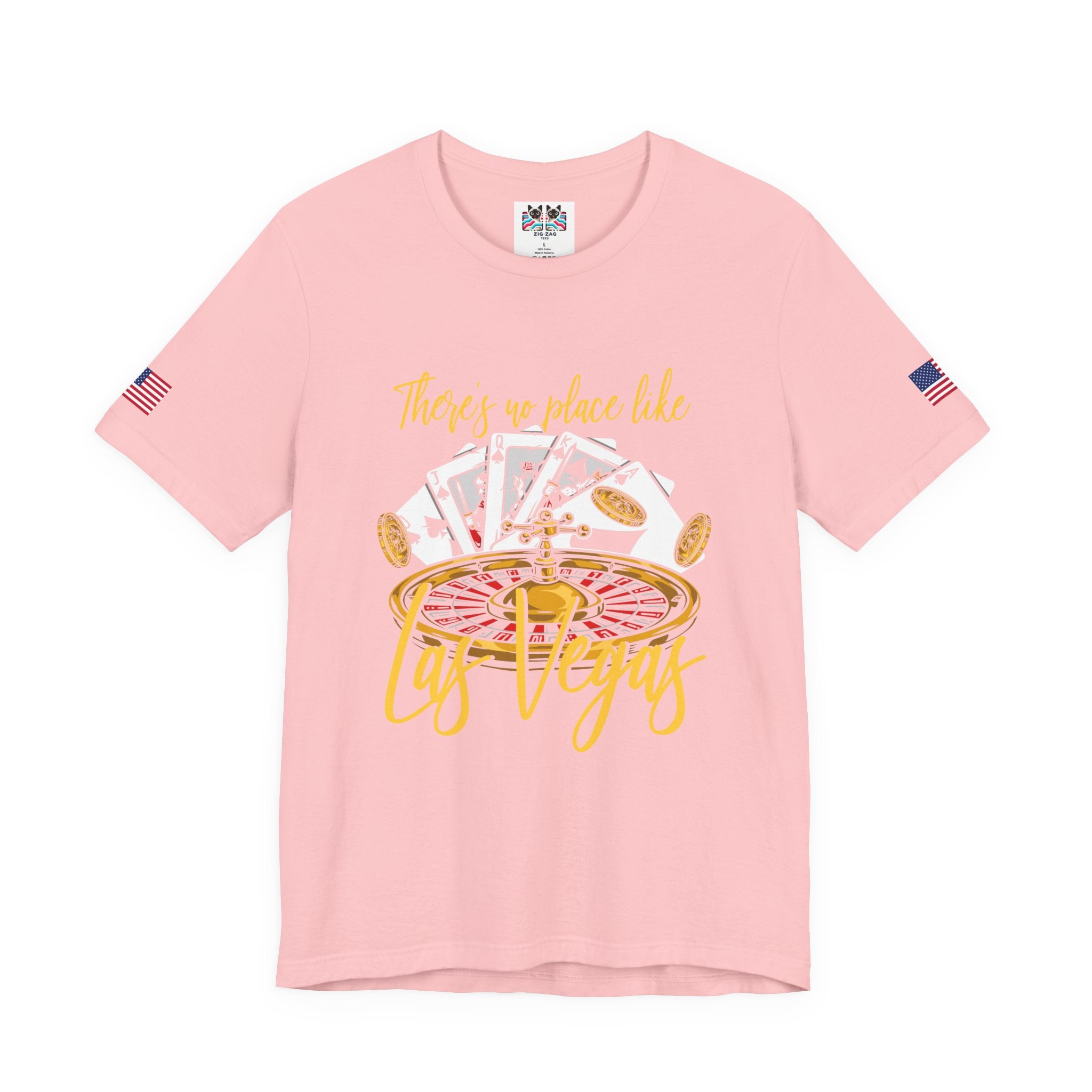 There's No Place Like Las Vegas T-Shirt – Roulette Wheel Poker Cards Casino Tee