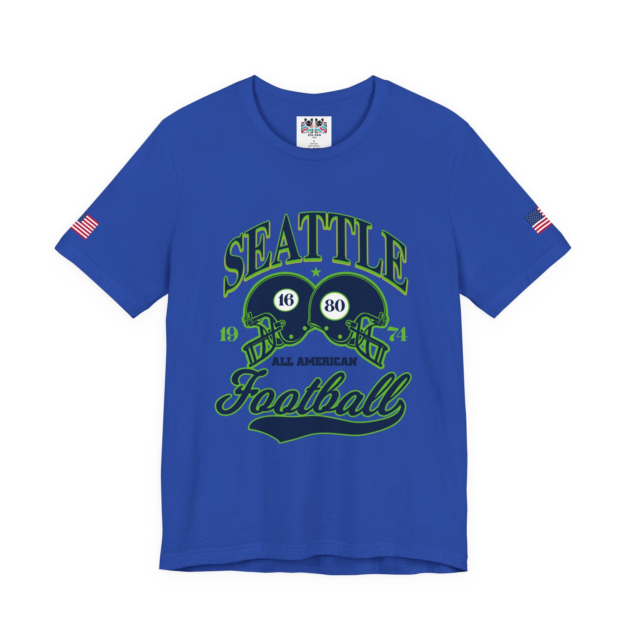 Seattle All American Football Retro Dual Helmet T-Shirt | Since 1974 Game Day Tee | Seattle Football Fan Shirt