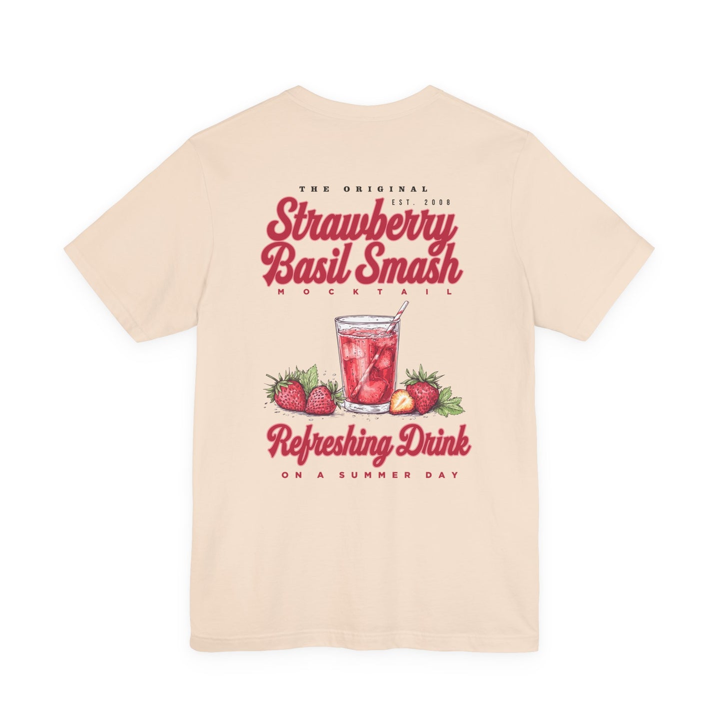 Strawberry Basil Smash Mocktail T-Shirt – Featuring Vibrant Summer Drink Graphic