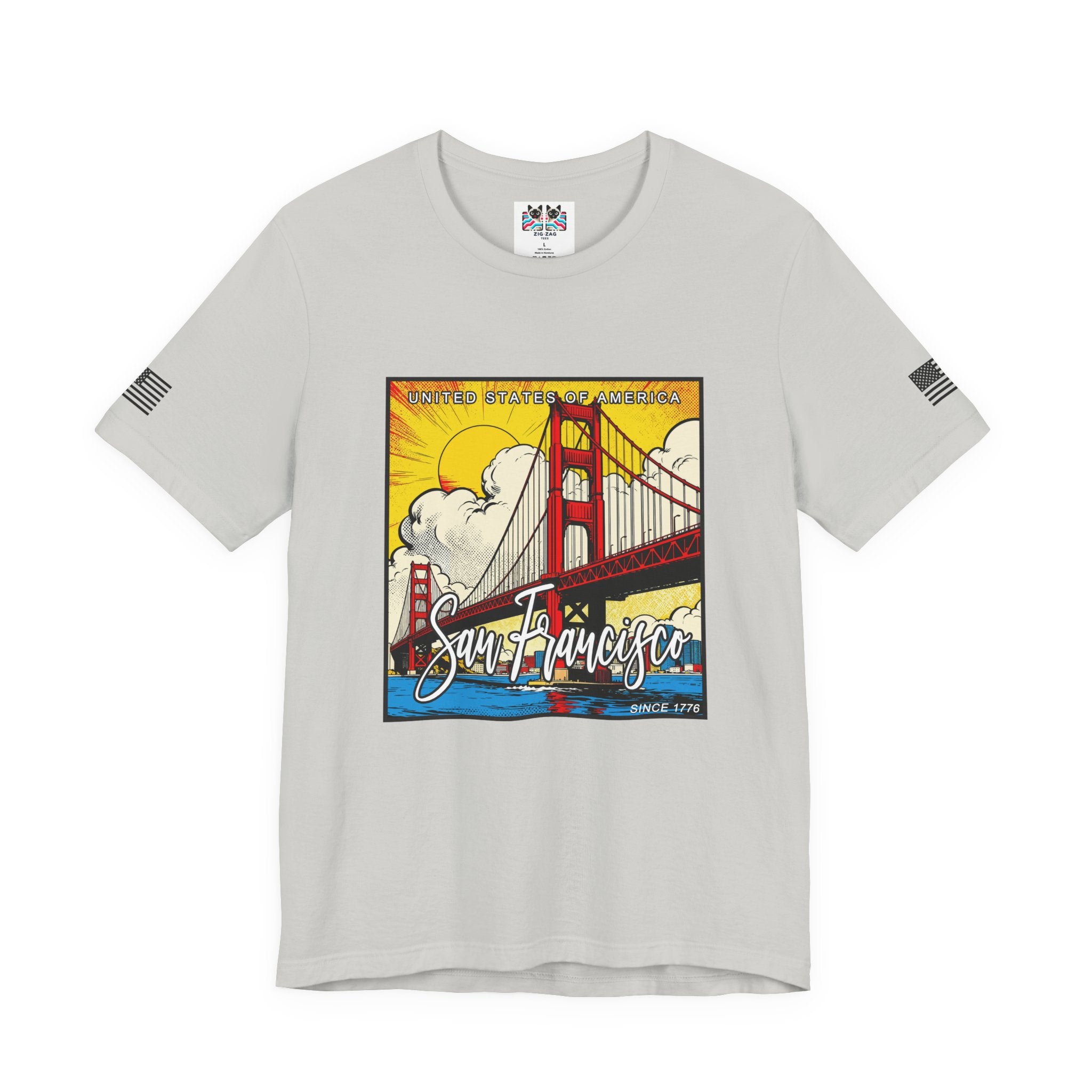 San Francisco Since 1776 T-Shirt – United States of America Comic Pop Art Golden Gate Bridge Graphic Tee