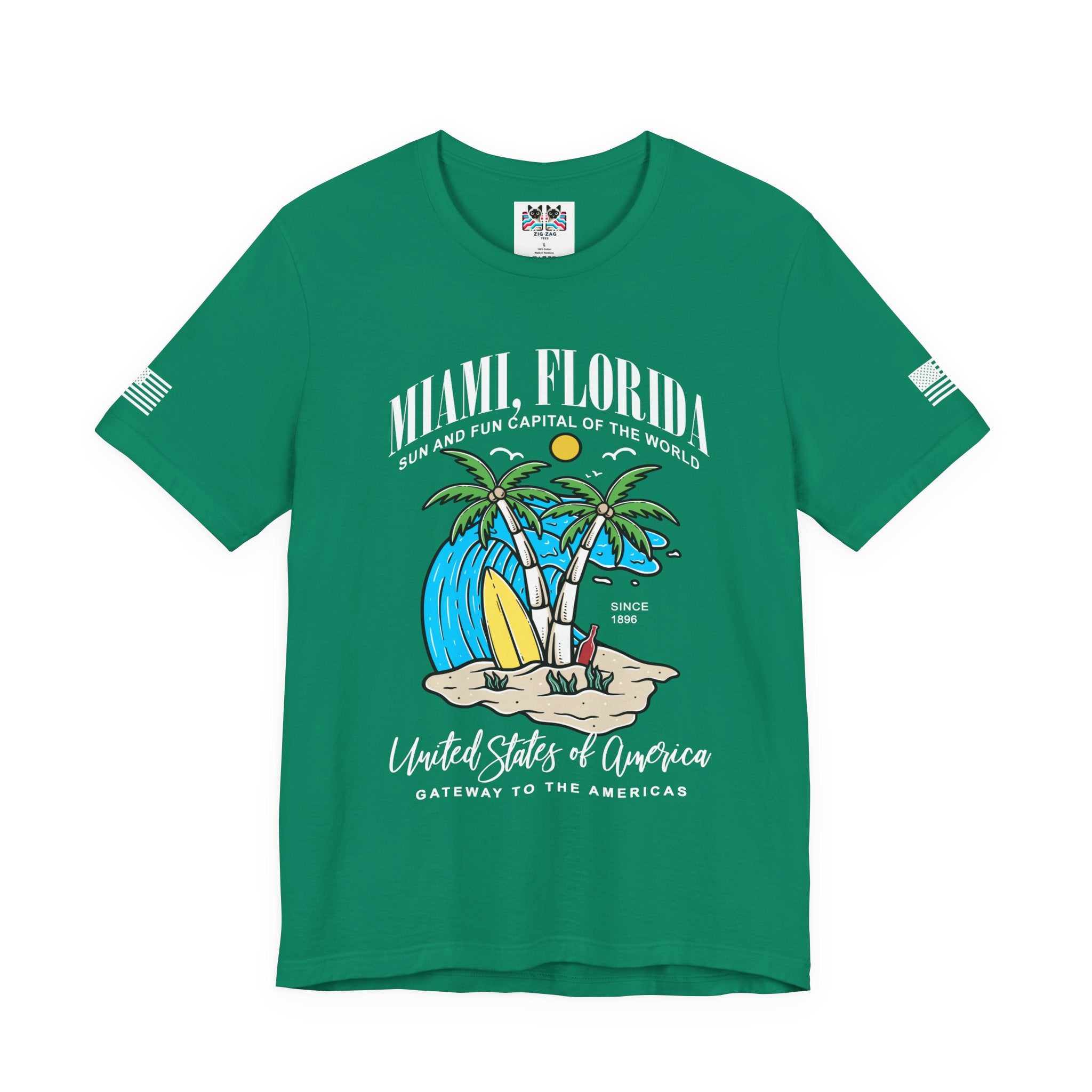 Miami Florida Sun and Fun Capital T-Shirt – Since 1896 Gateway to the Americas Beach Surfboard Tee