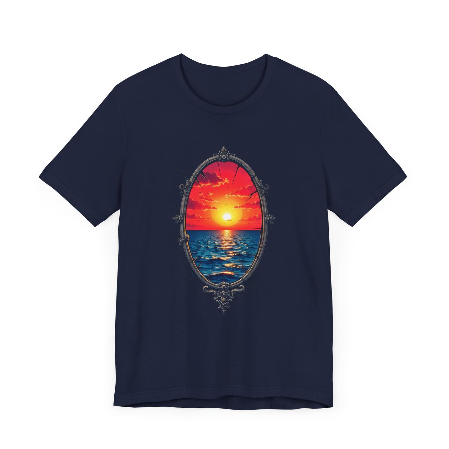Sunset Portal T-Shirt – Ocean View Through Ornate Frame