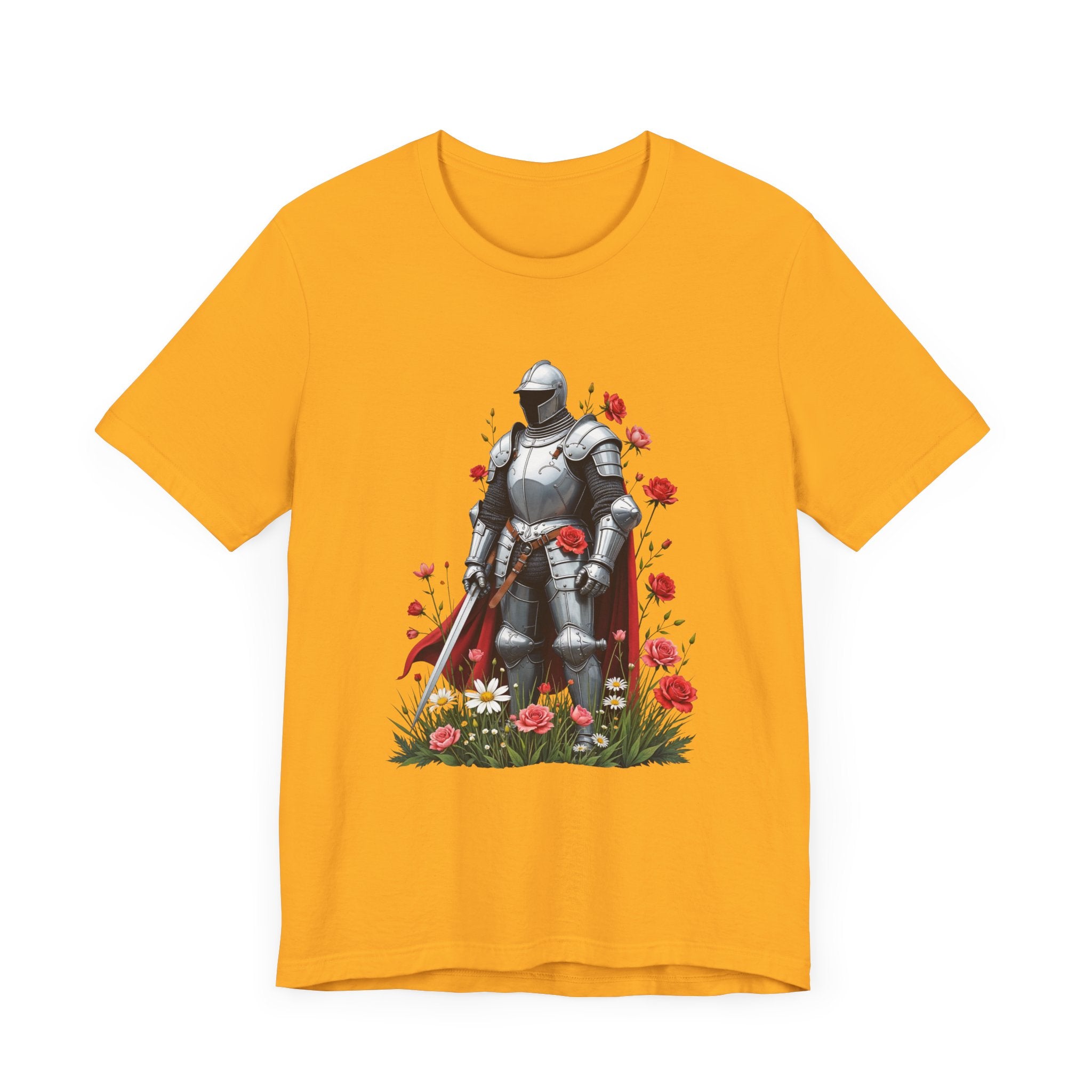 Medieval Knight and Roses Graphic Shirt – Strength and Beauty