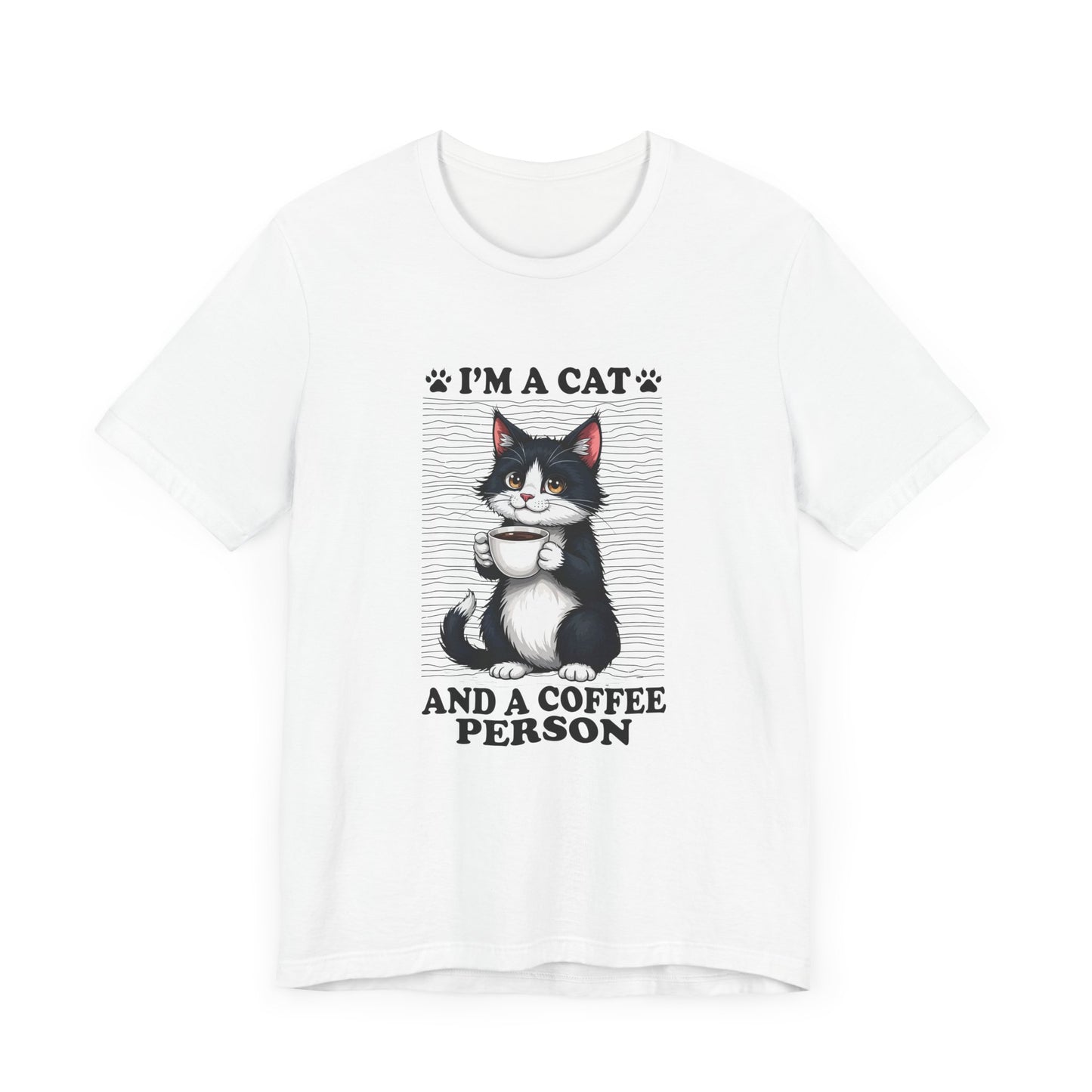 Cat and Coffee Person T-Shirt – Cute Cat Holding Coffee Cup Tee