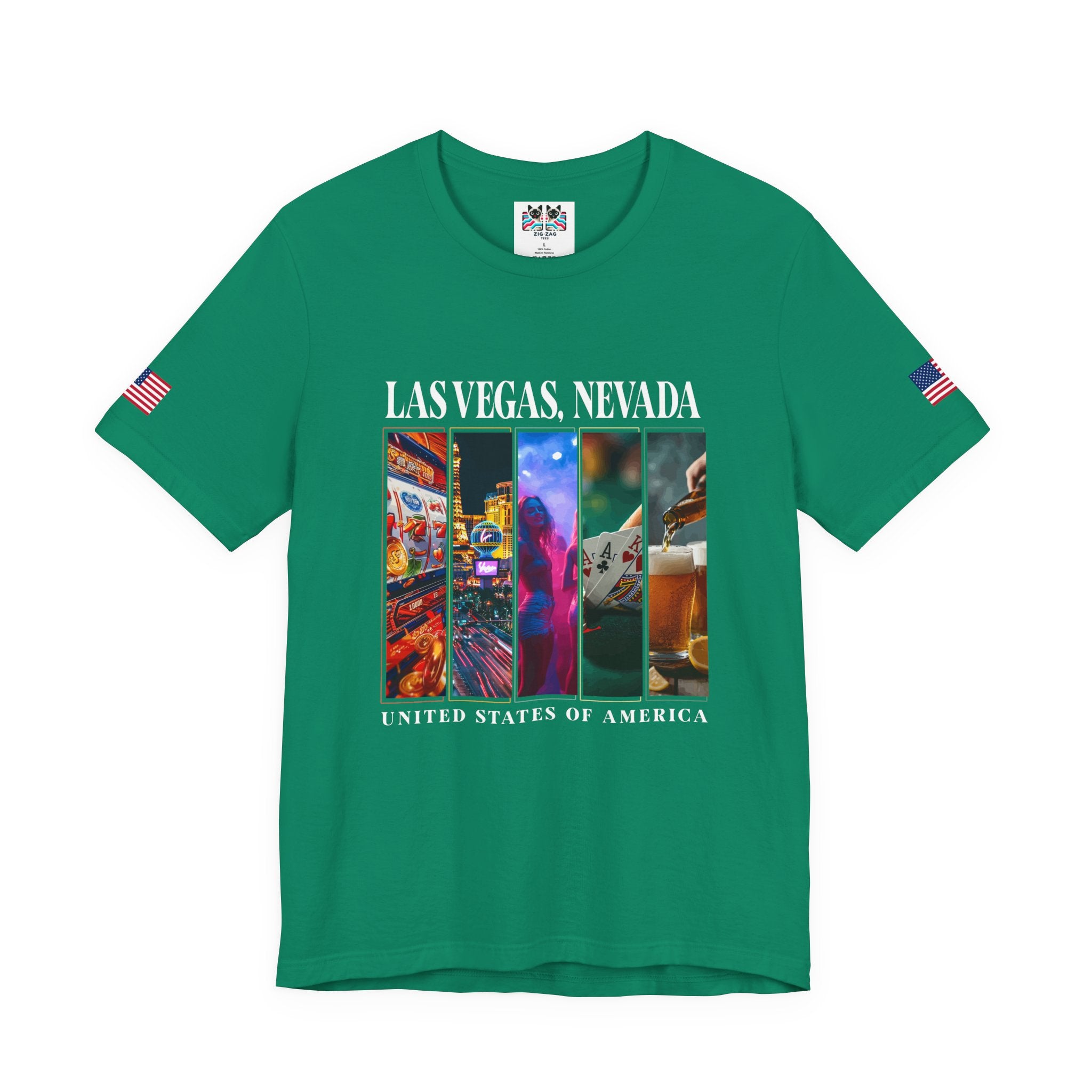 Las Vegas Nevada USA Photo Panel T-Shirt – Slots Strip Nightlife Poker Drinks Tee