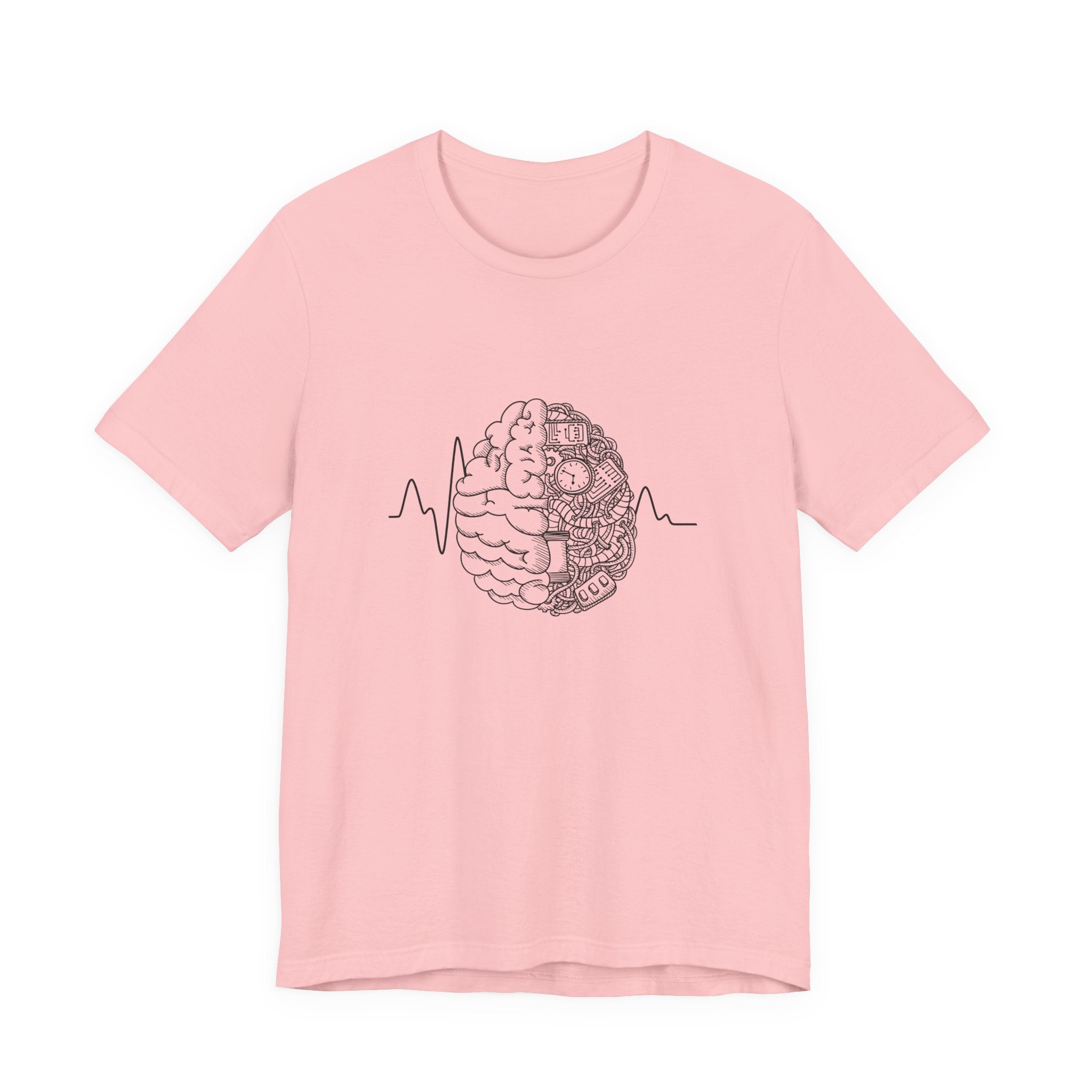 Human Brain Split Design Tshirt – Life Line with Nature & Man-Made Elements