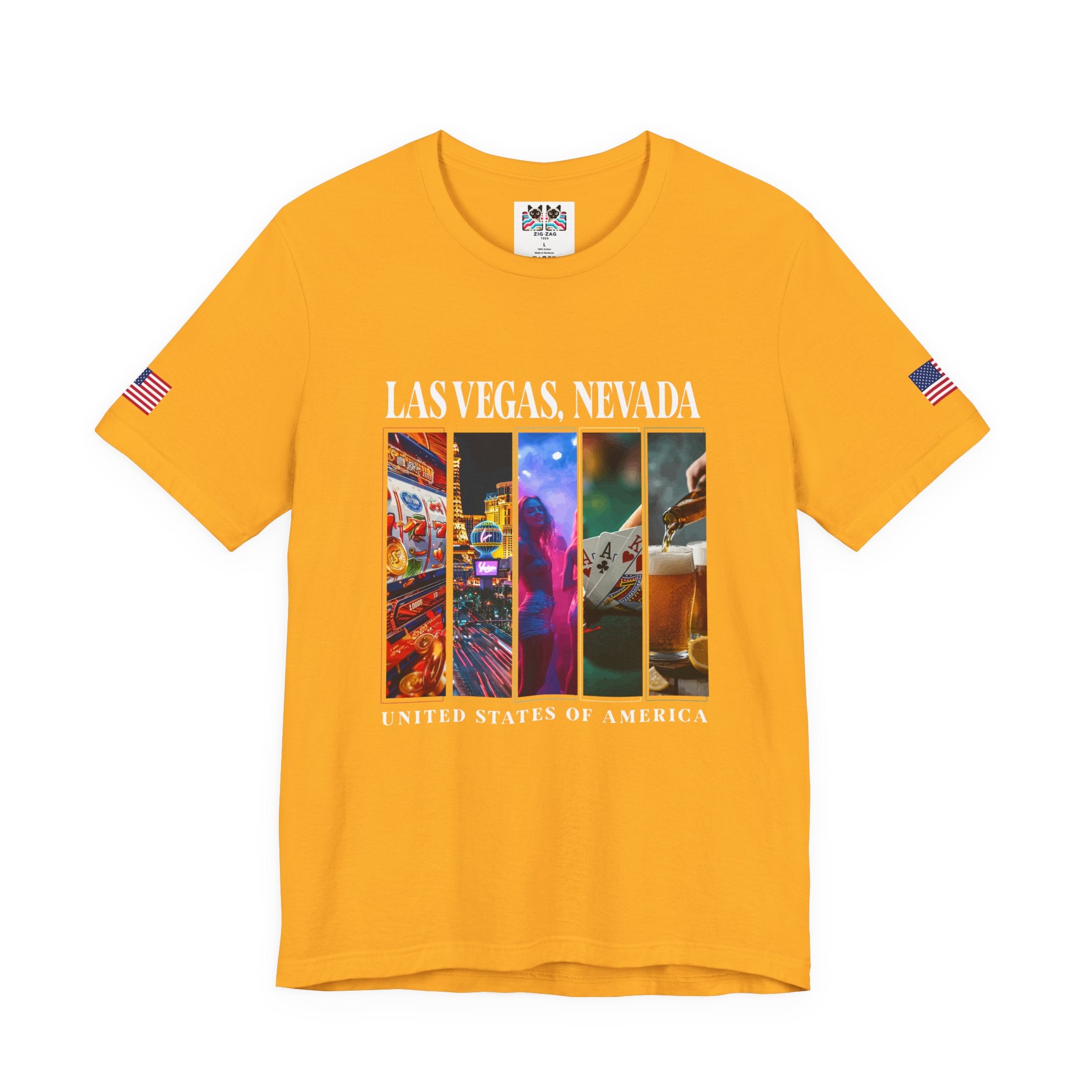 Las Vegas Nevada USA Photo Panel T-Shirt – Slots Strip Nightlife Poker Drinks Tee