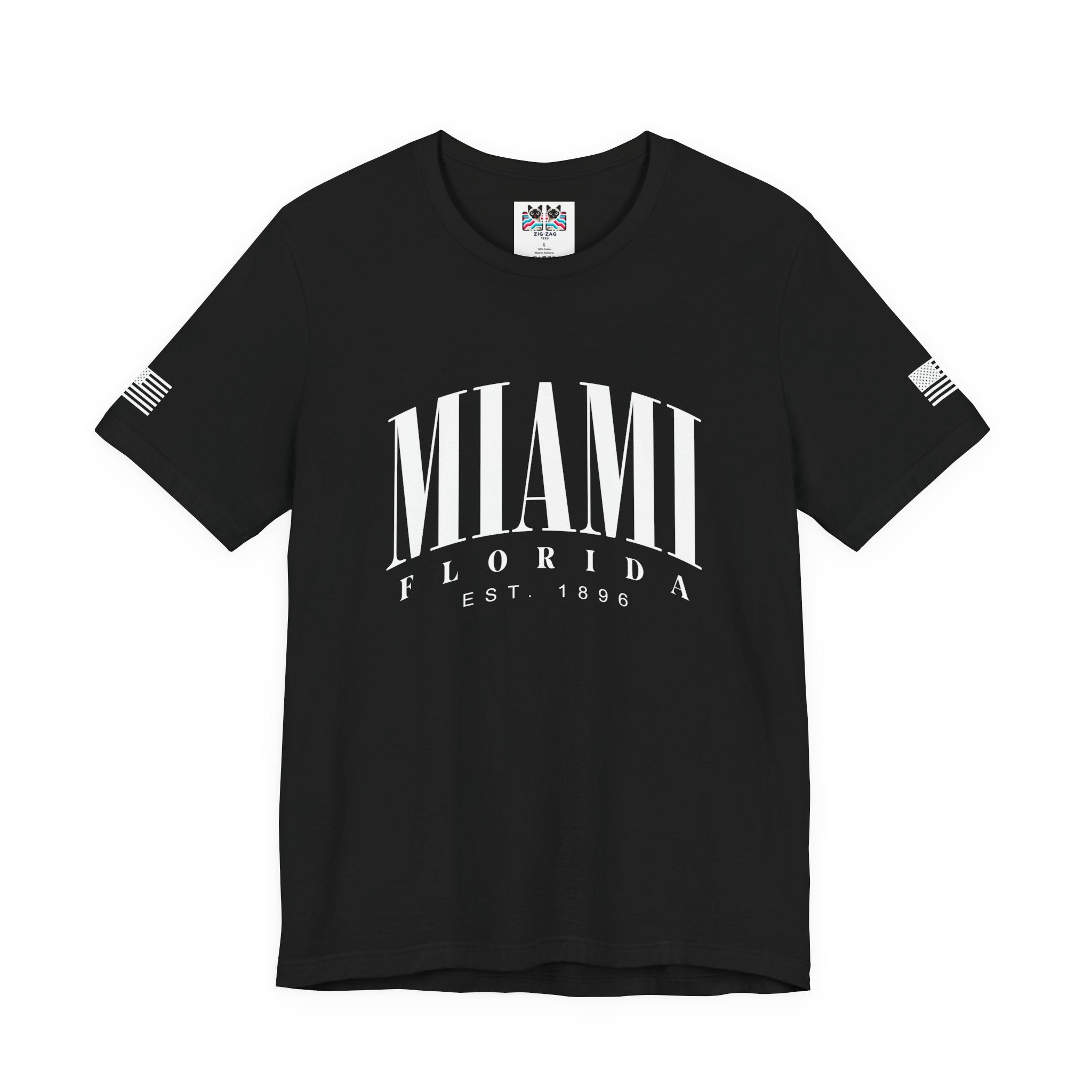 Miami Florida EST 1896 T-Shirt – Bold Arch Typography Clean Minimal Tee