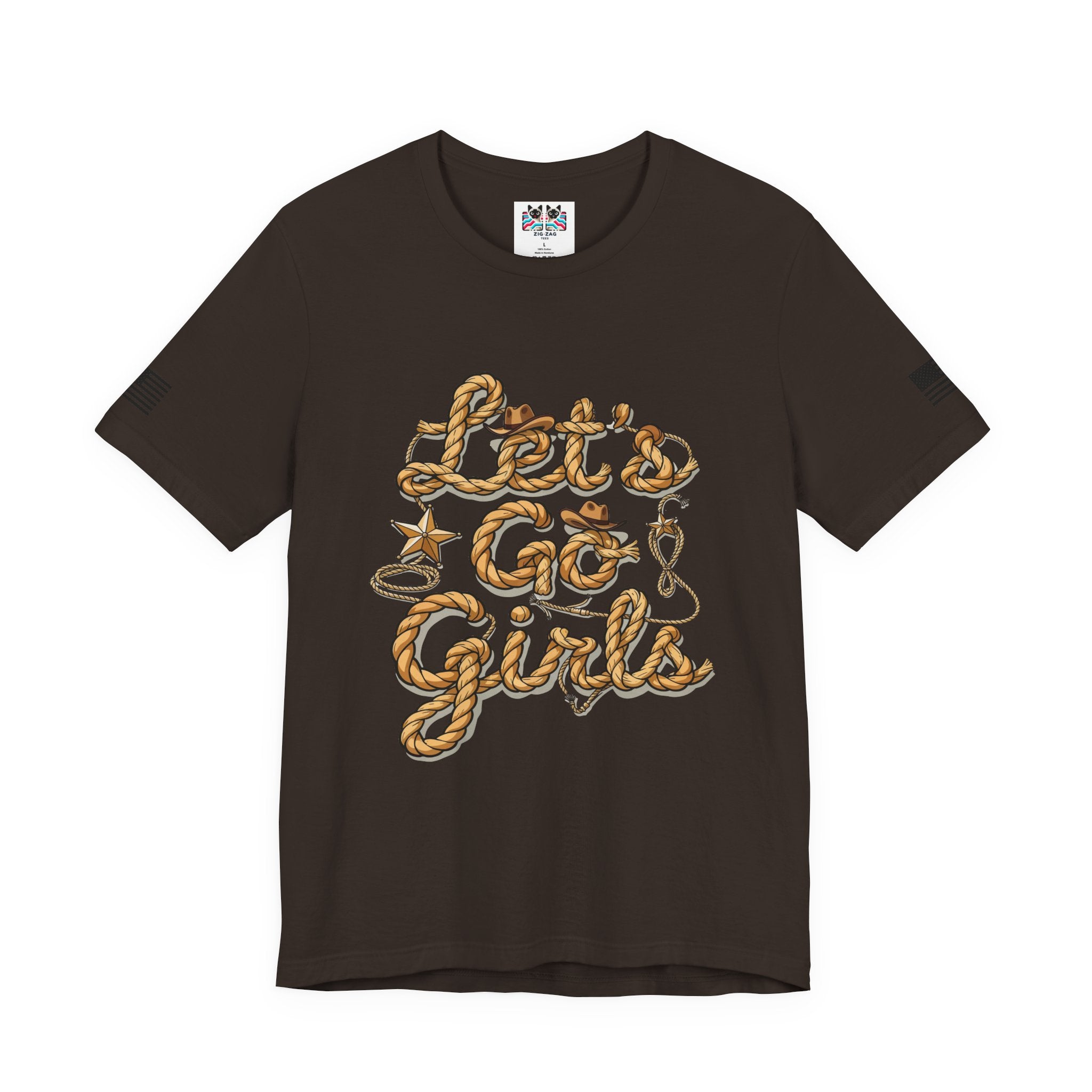 Let's Go Girls T-Shirt – Western Rope Lasso Typography Cowboy Hat Star Graphic Tee