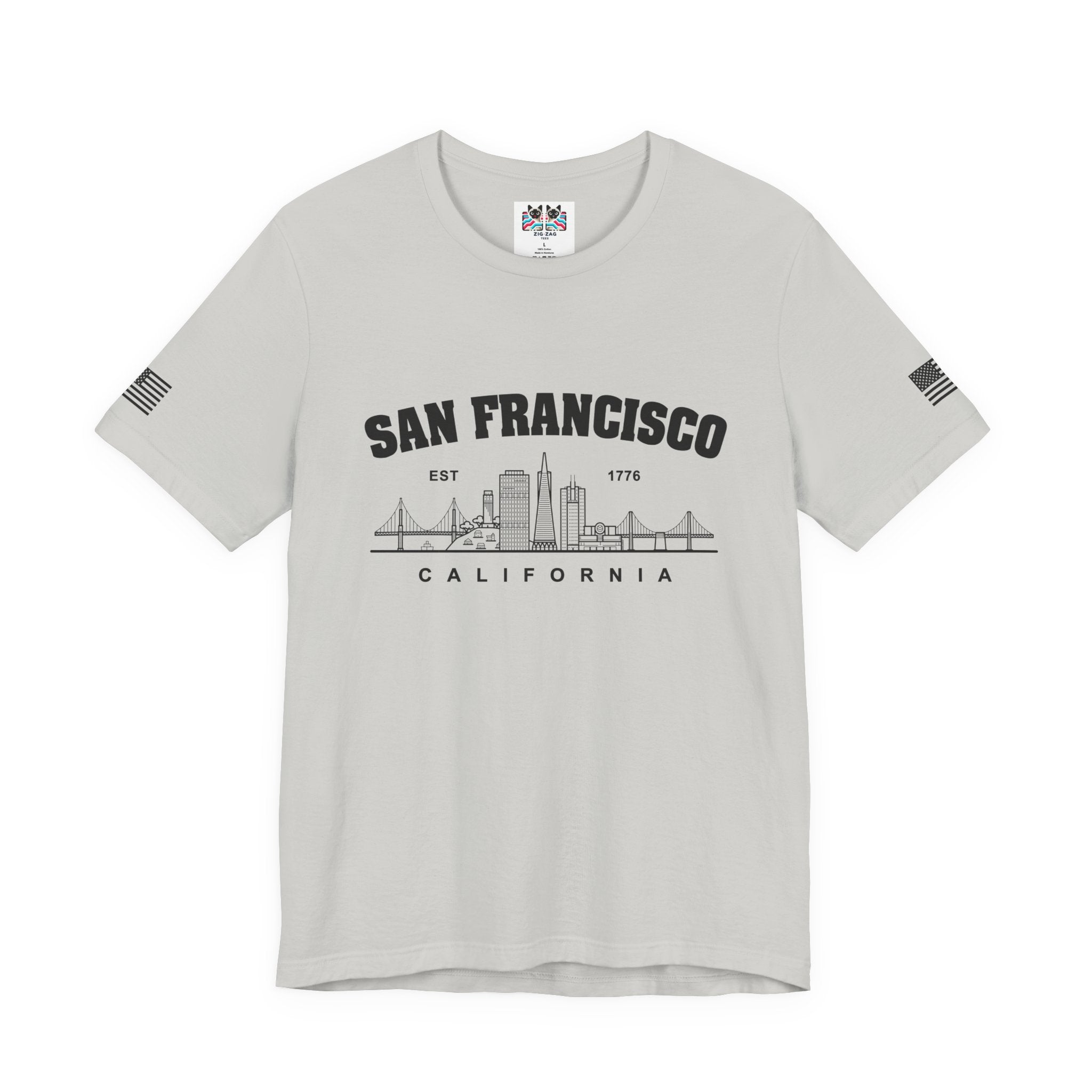 San Francisco California T-Shirt, EST 1776 Collegiate Skyline Tee, Bay Area Minimalist Gift Shirt, SF Souvenir, Unisex
