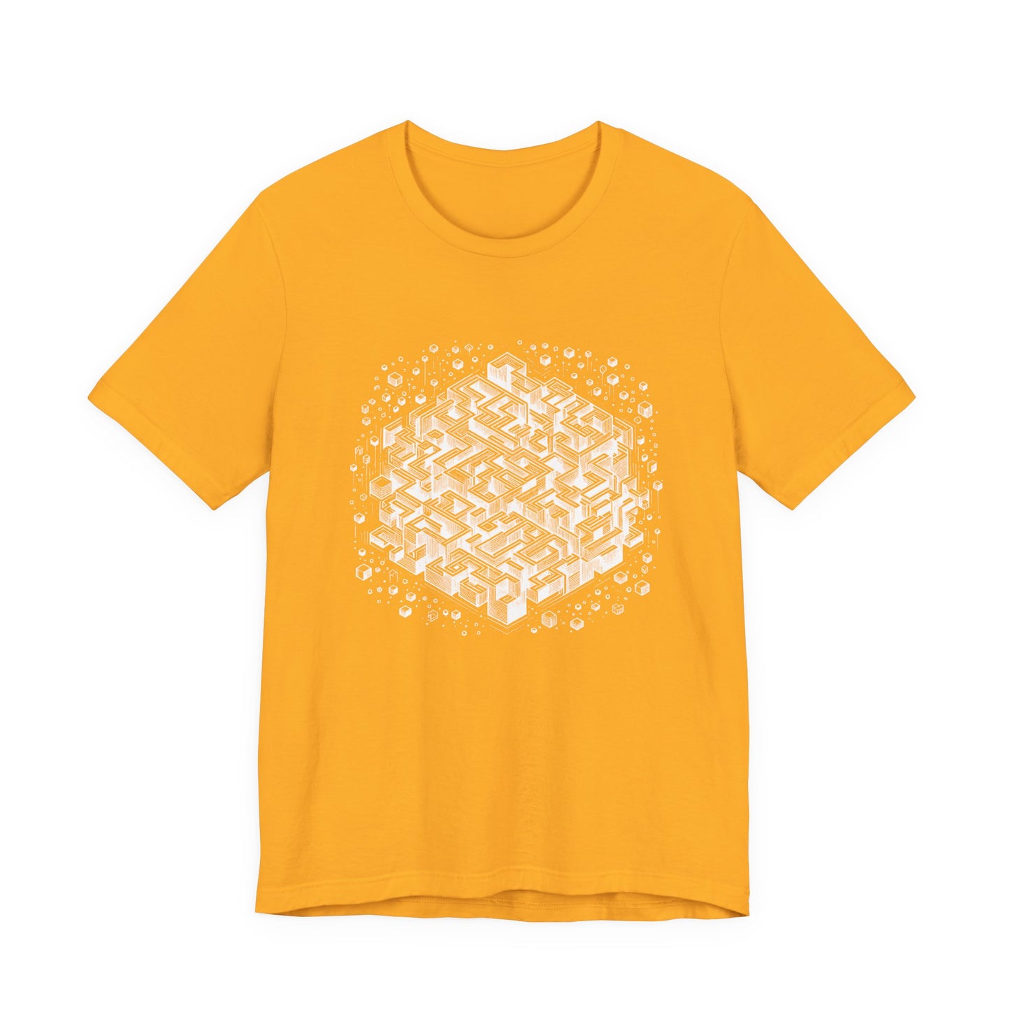 Cube Cascade – Cubic Maze with Floating Cubes Graphic T-Shirt
