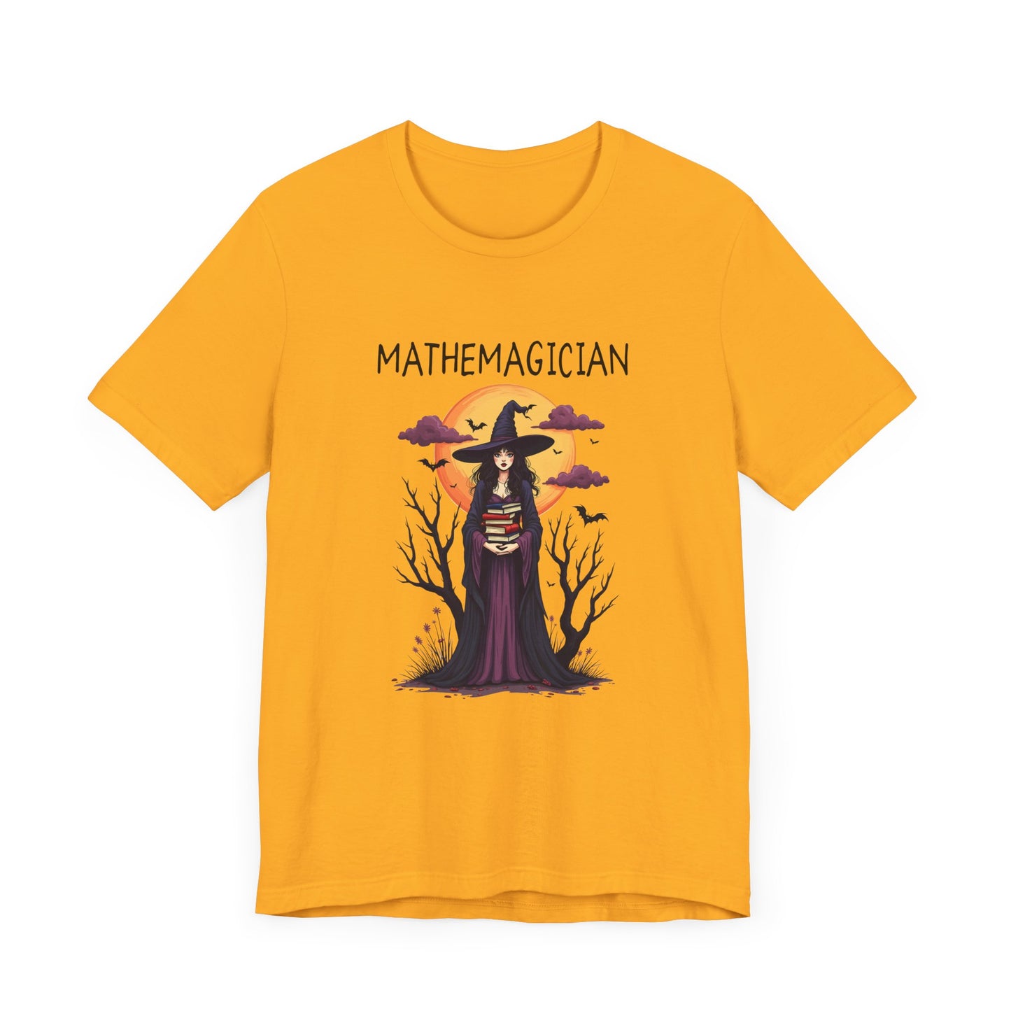 Enchanted Math Magician Tee – Witch with Books and Bats