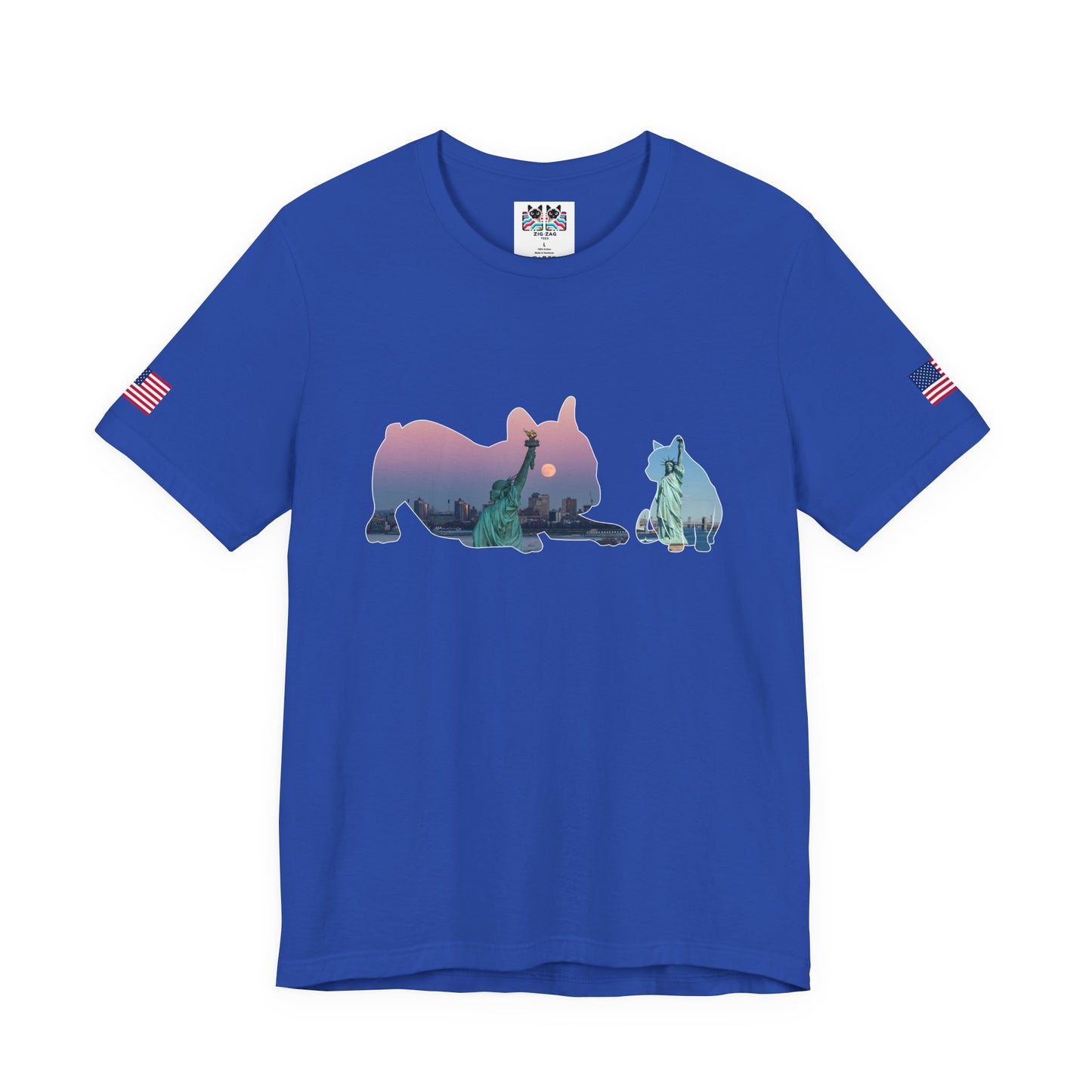 NYC Pets T-Shirt - Cat & Dog Silhouettes with New York City Skyline Brooklyn Bridge