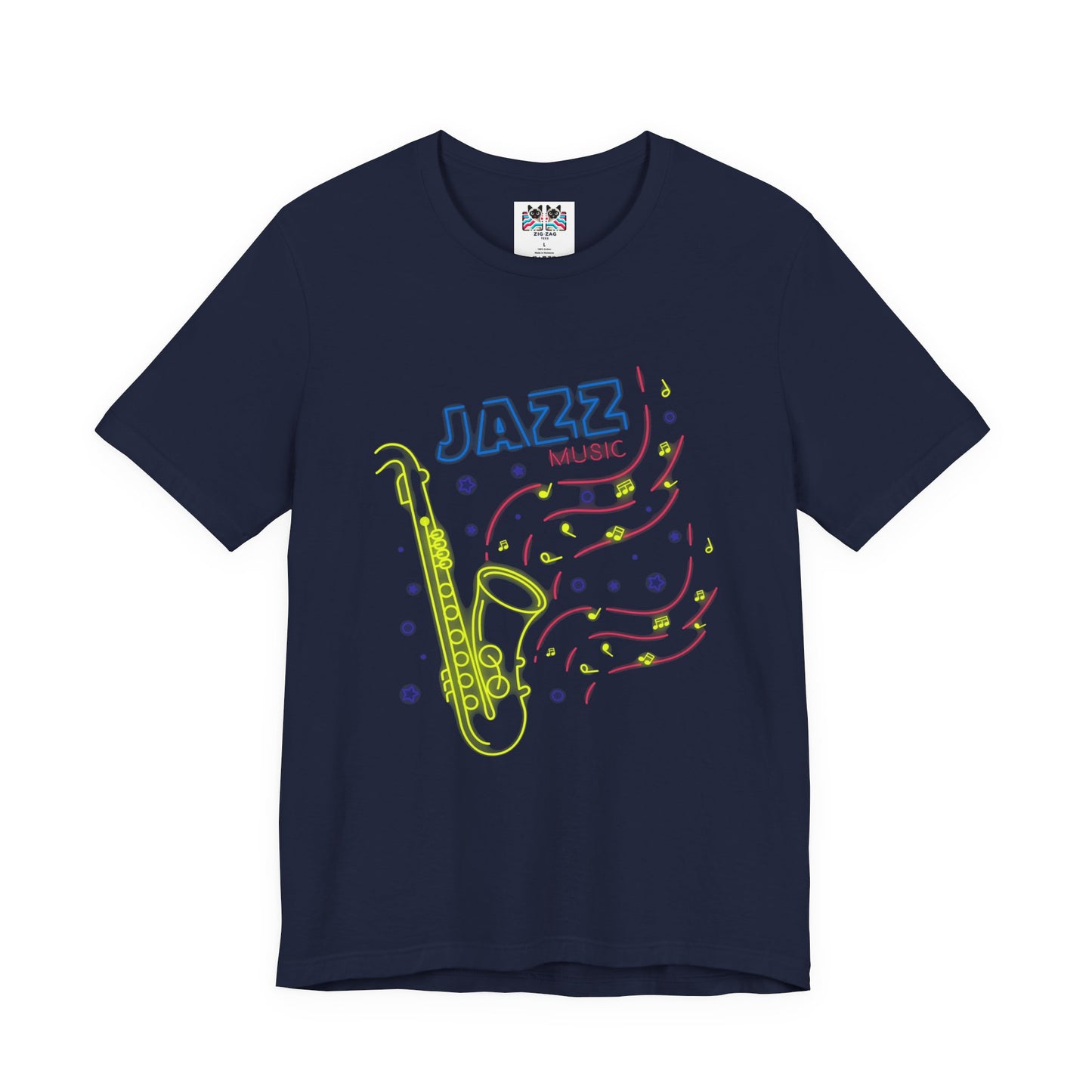 Neon Jazz Night Saxophone Music T-Shirt