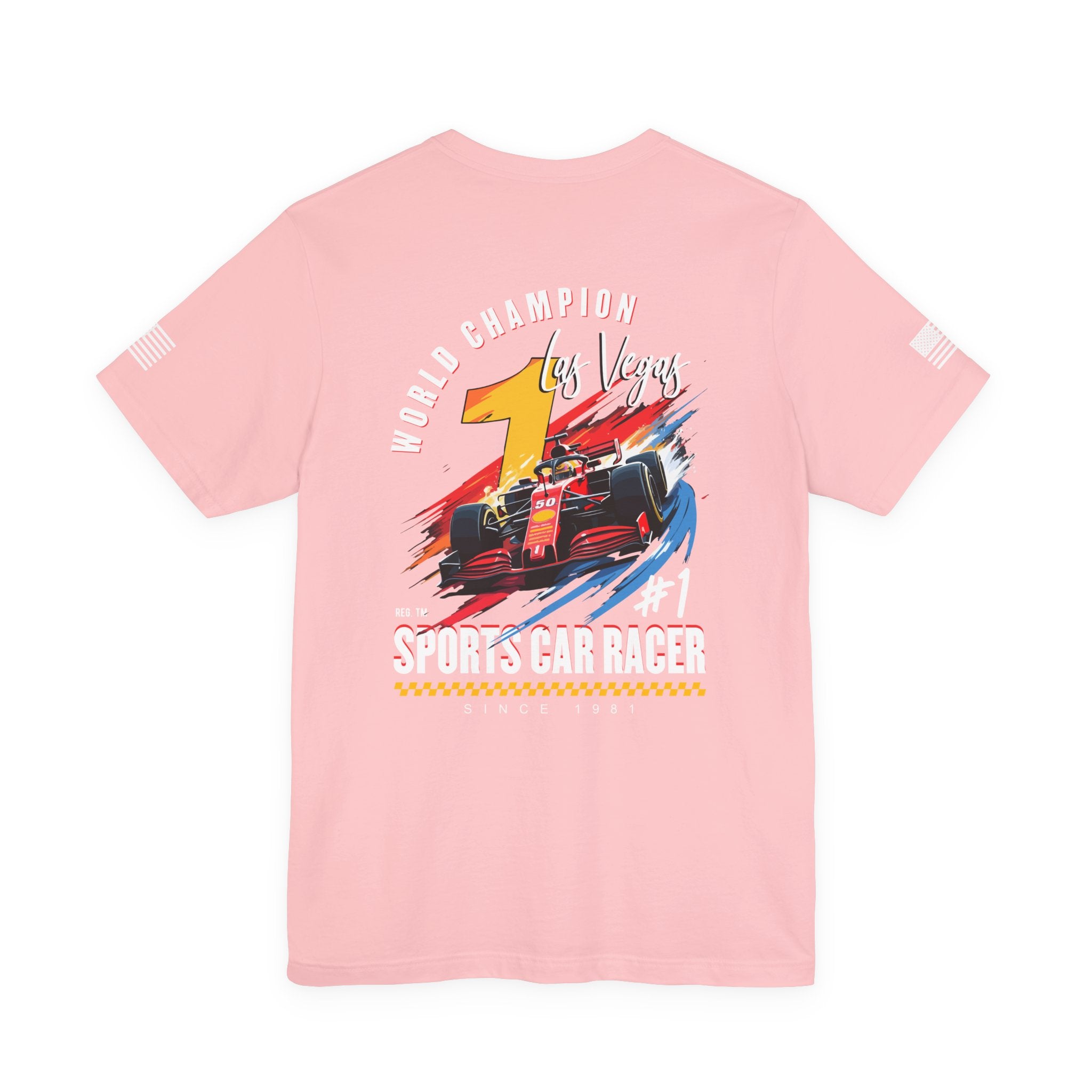 Las Vegas World Champion Sports Car Racer Front & Back T-Shirt – Formula Racing Graphic Tee