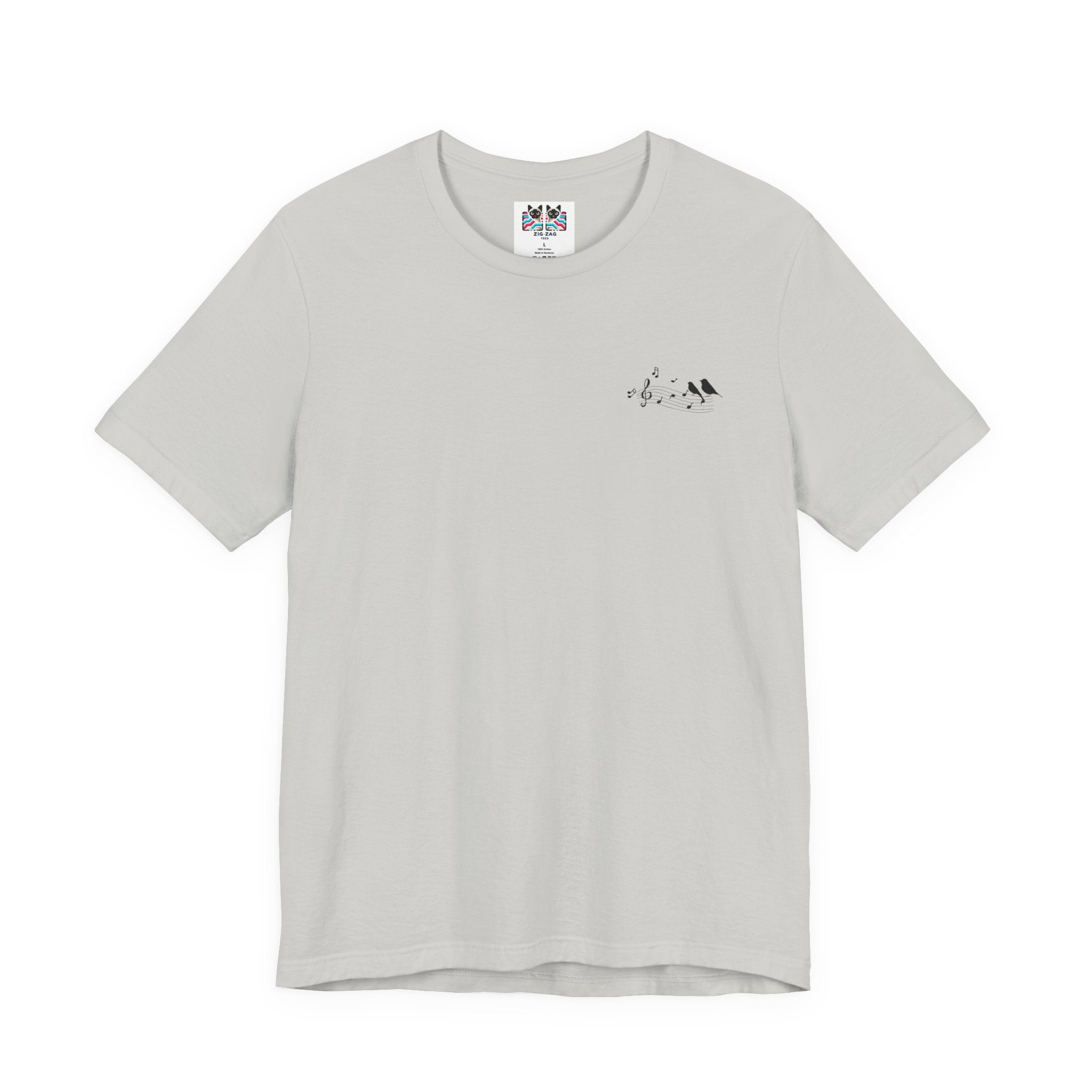 Music & Nature Harmony T-Shirt – Grand Piano in Autumn Forest Scene [Black Text]