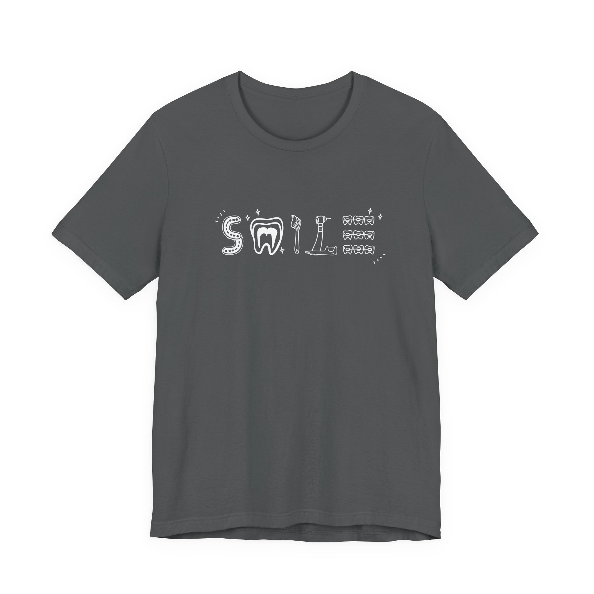 Smile TShirt Dental Cleaning Tools Art Toothbrush Floss Scaler Design