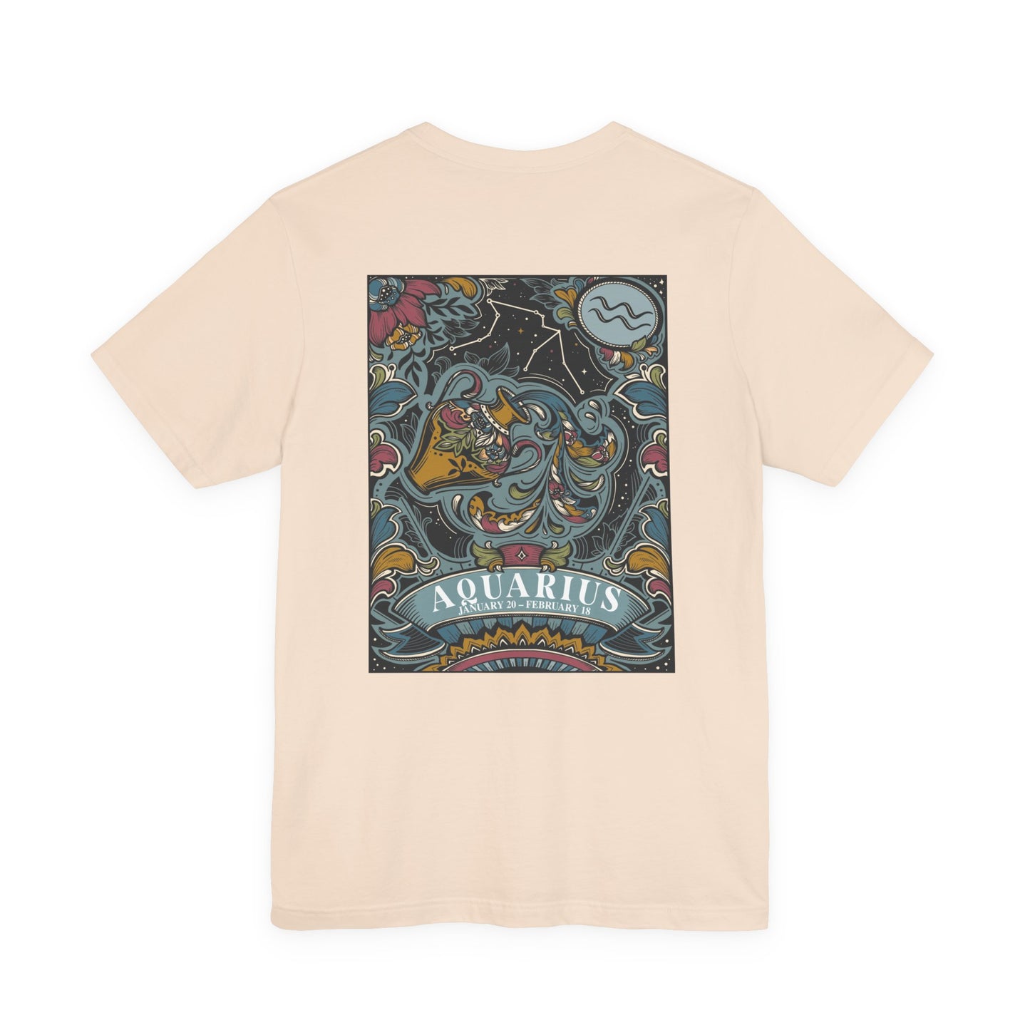 Aquarius Constellation & Floral Zodiac T-Shirt – January 20 to February 18