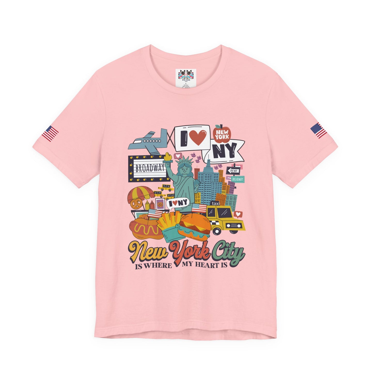 New York City Is Where My Heart Is T-Shirt - Cute NYC Icons Colorful Tourist Design