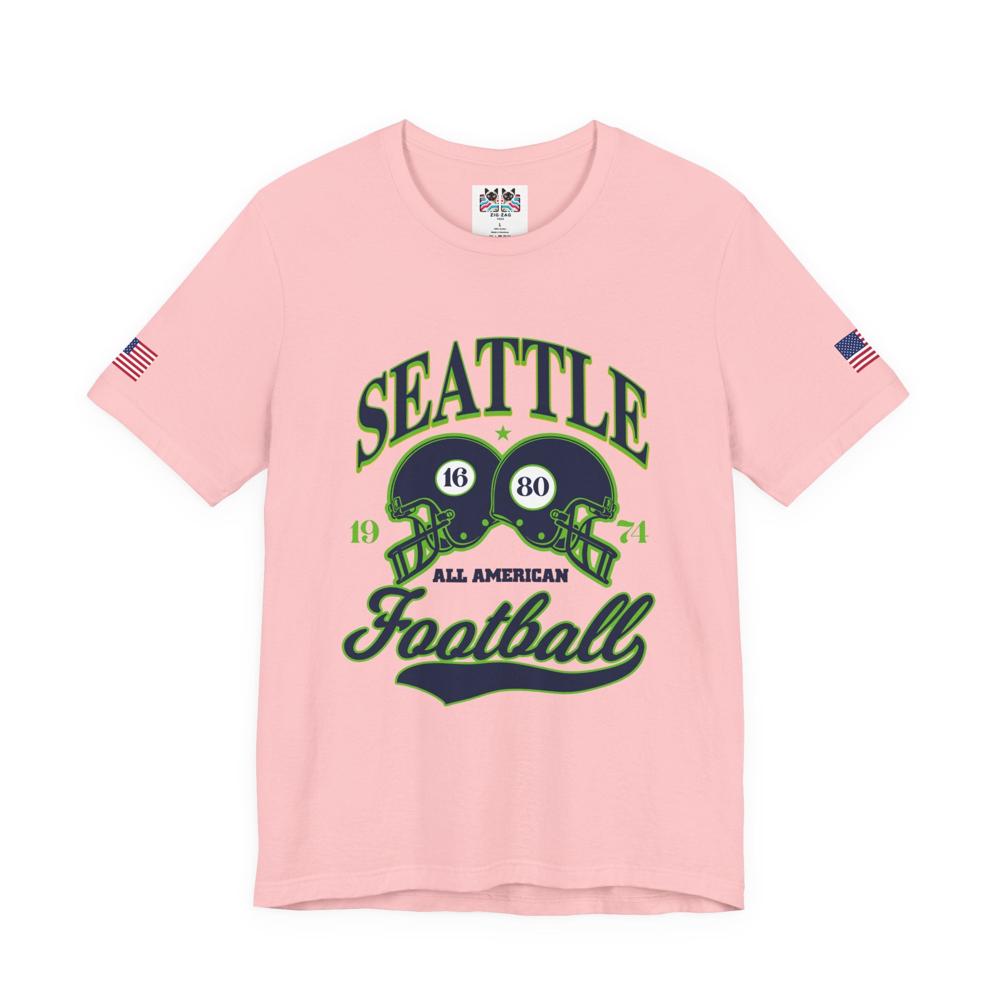 Seattle All American Football Retro Dual Helmet T-Shirt | Since 1974 Game Day Tee | Seattle Football Fan Shirt