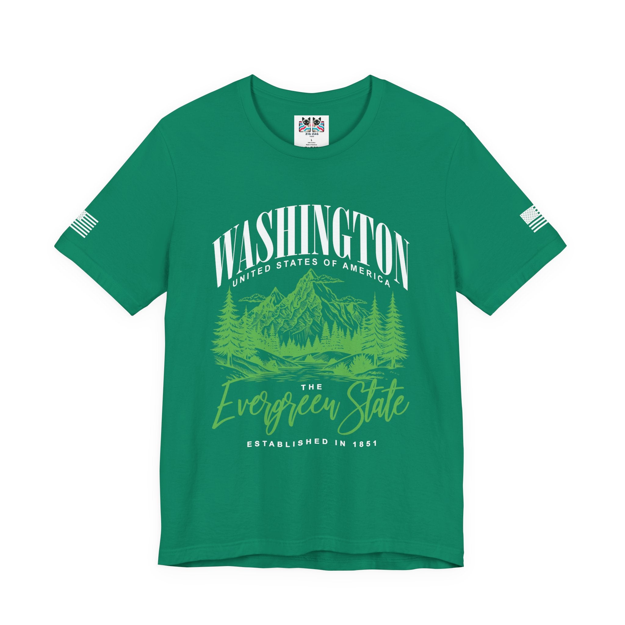 Washington The Evergreen State Mountain & Forest Nature Graphic T-Shirt | USA EST 1851 Pacific Northwest Tee