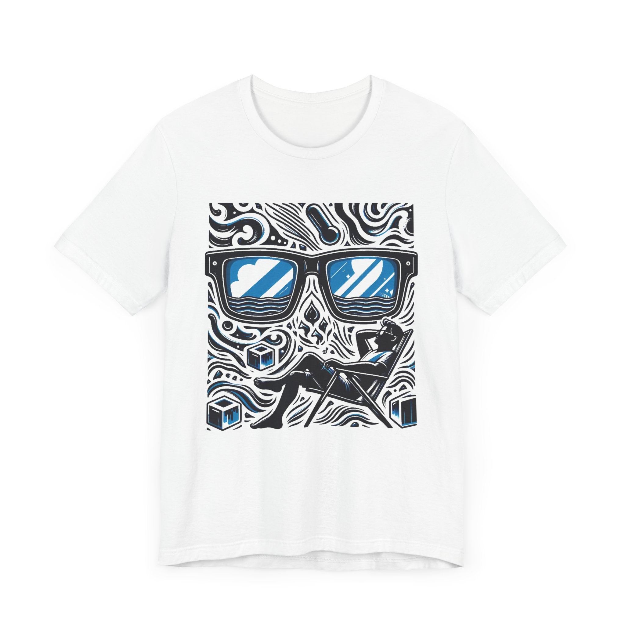 Abstract Relaxation | Man in Chair with Sunglasses Graphic T-Shirt