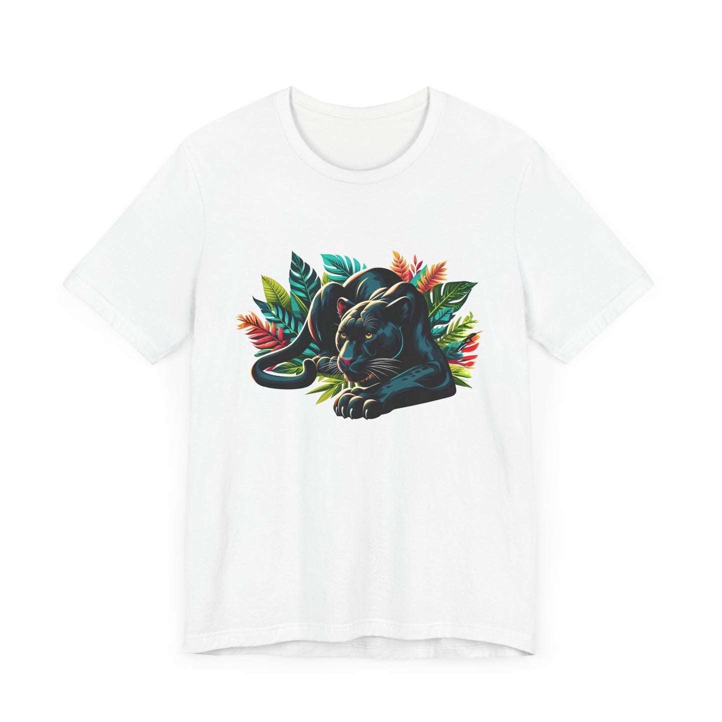 Wild and Beautiful - Black Panther with Claws Out and Jungle Leaves Graphic T-Shirt