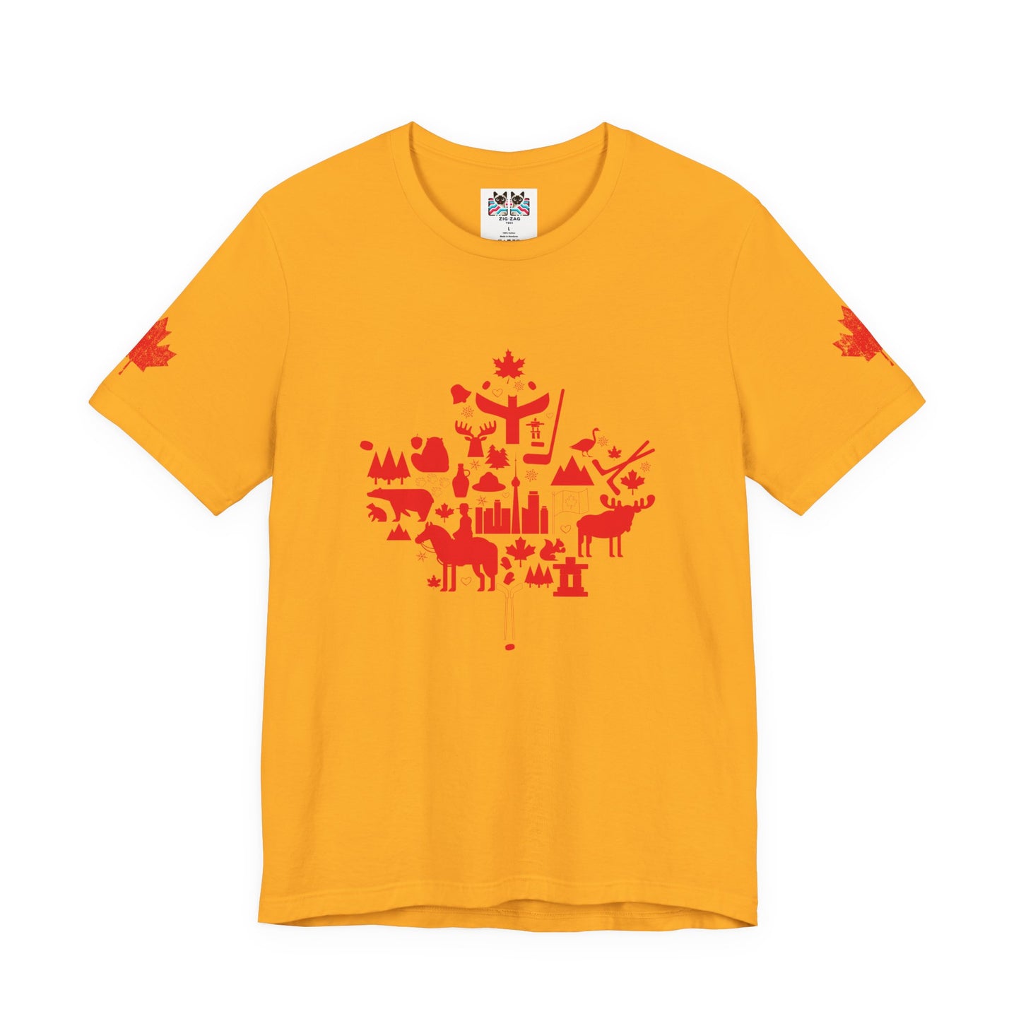 Canada Icons collage of iconic Canadian symbols Maple - Red Print T-Shirt