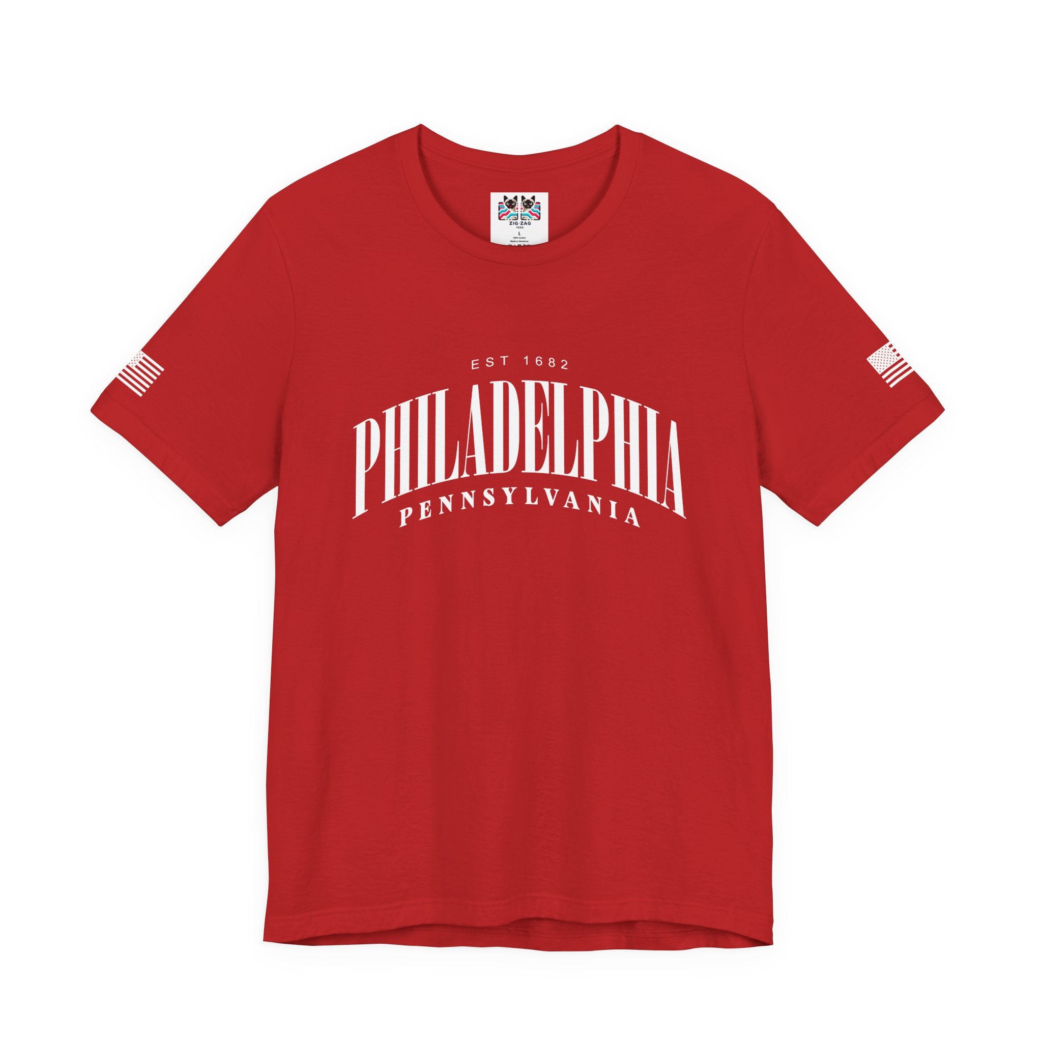 Philadelphia Pennsylvania EST 1682 T-Shirt – Arched Serif Typography Graphic Tee