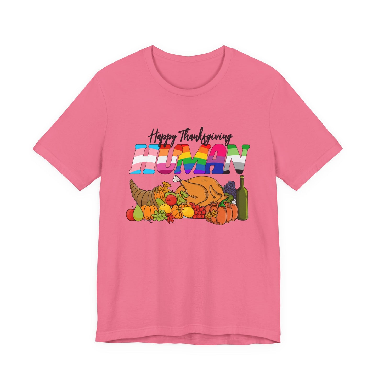 Happy Thanksgiving Human Gradient Text T-Shirt