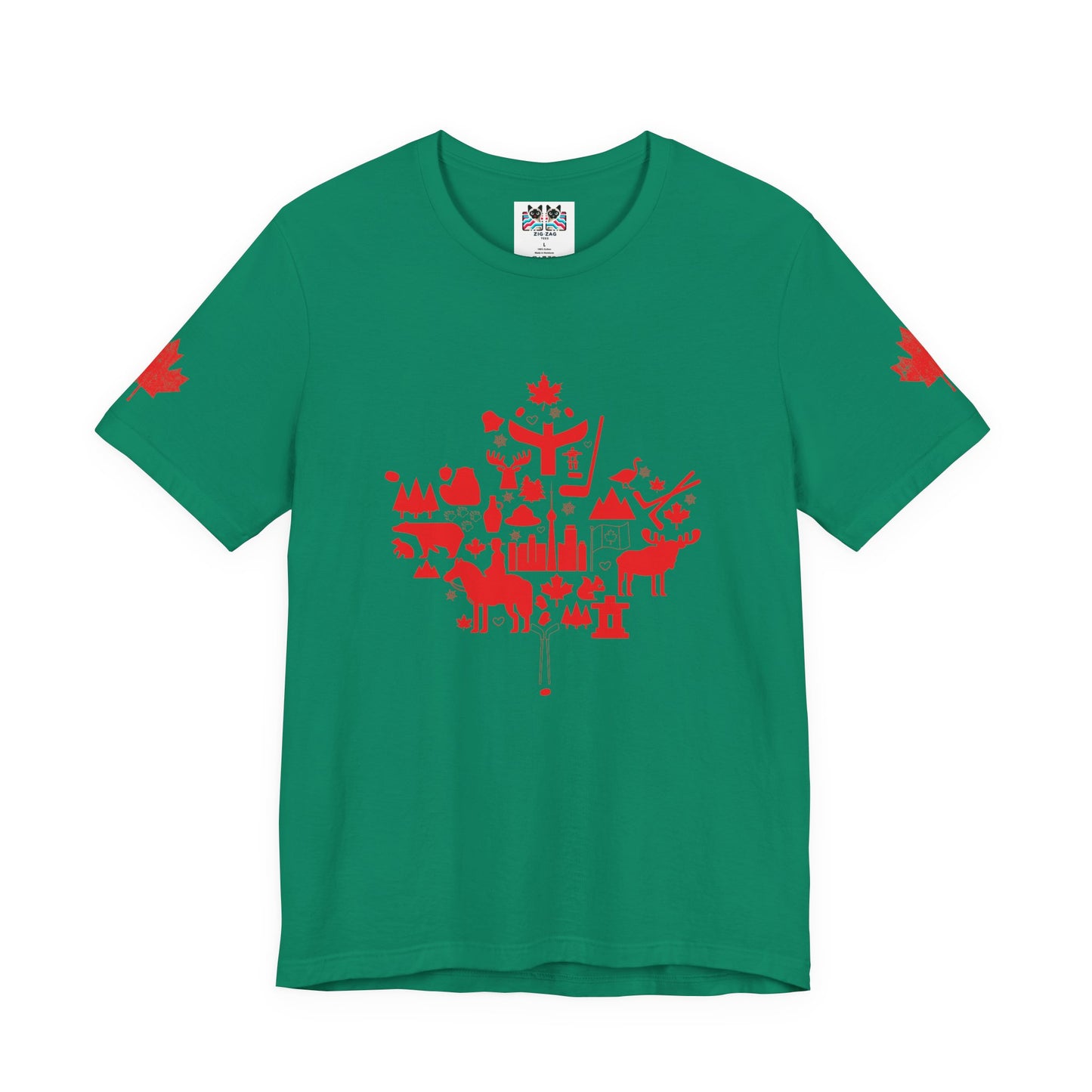 Canada Icons collage of iconic Canadian symbols Maple - Red Print T-Shirt