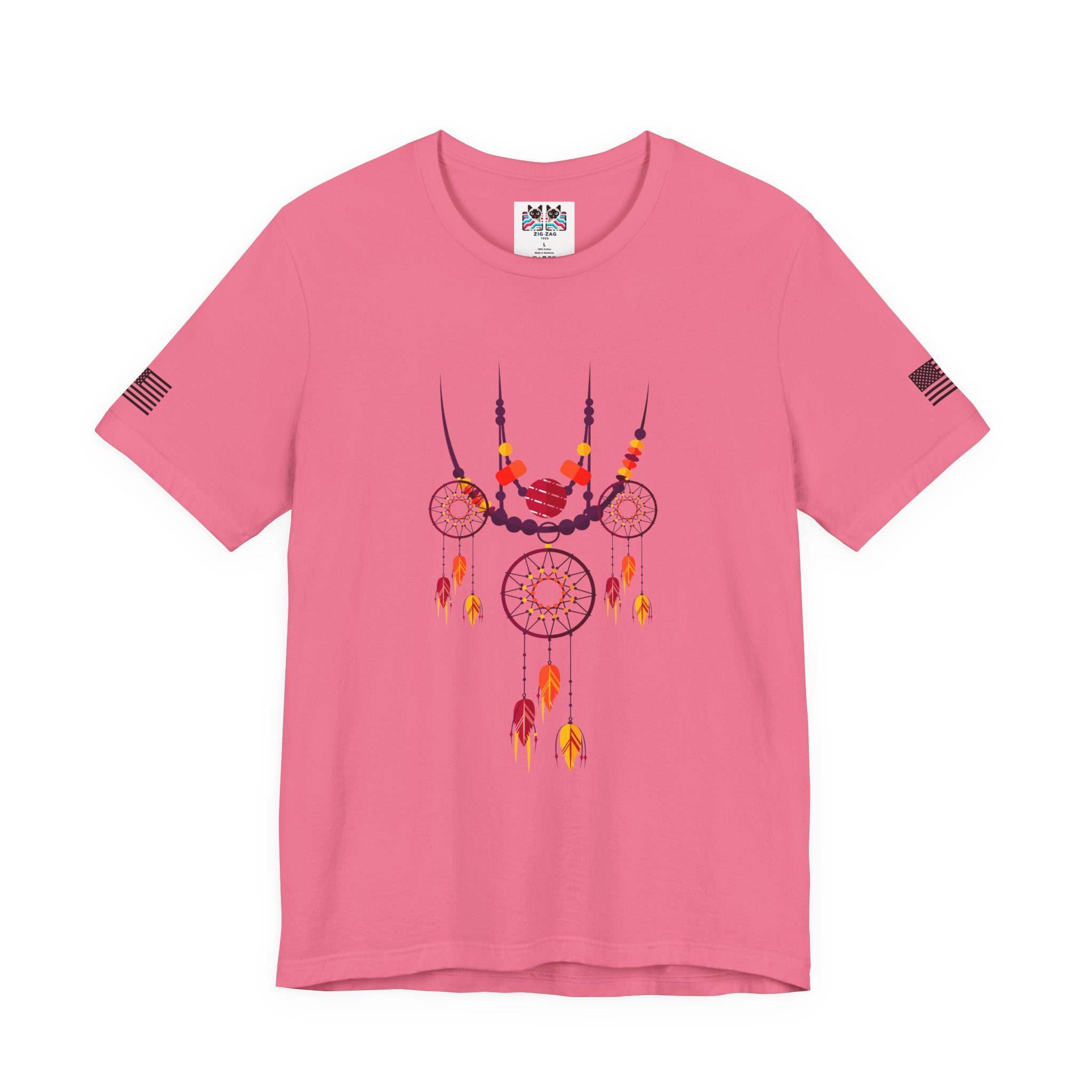 Triple Dream Catcher Necklace T-Shirt – Boho Native American Inspired Feather Tee
