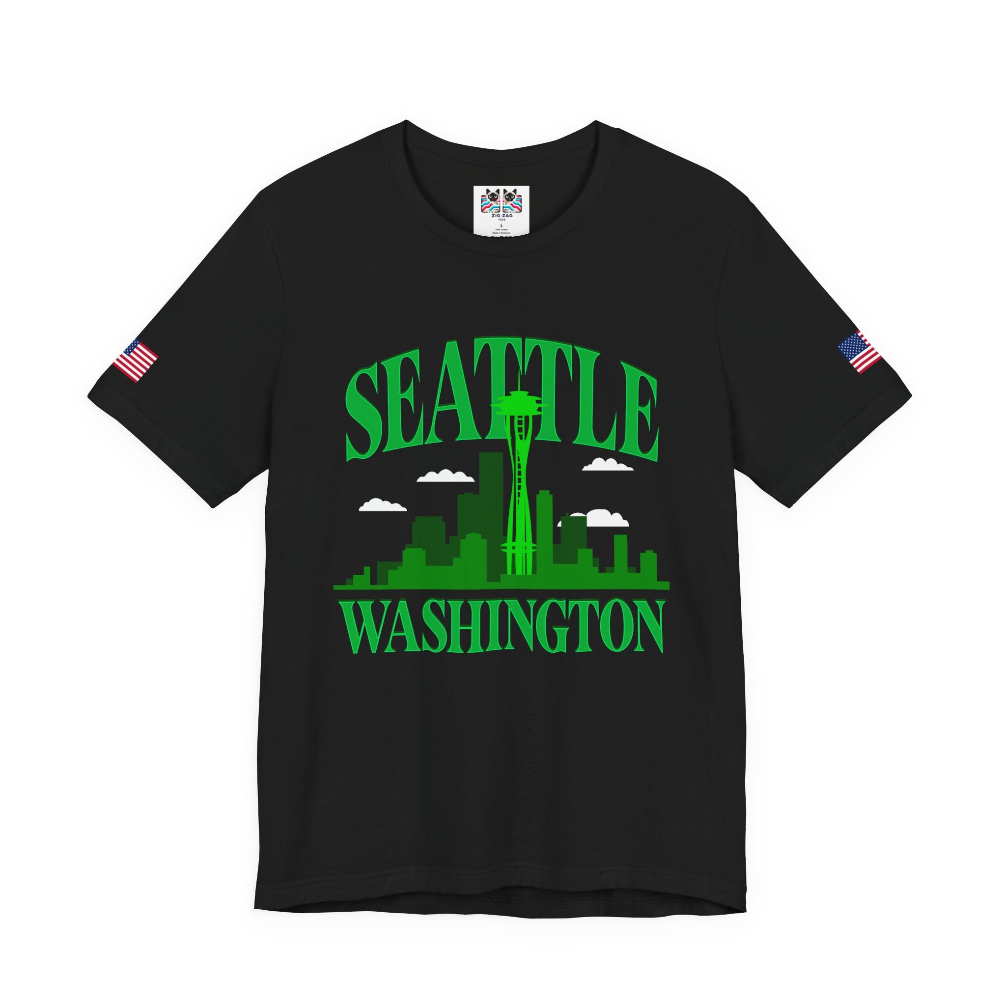 Seattle Washington Arch Space Needle Skyline Silhouette T-Shirt | Seattle Souvenir Tee | Emerald City Pride Shirt
